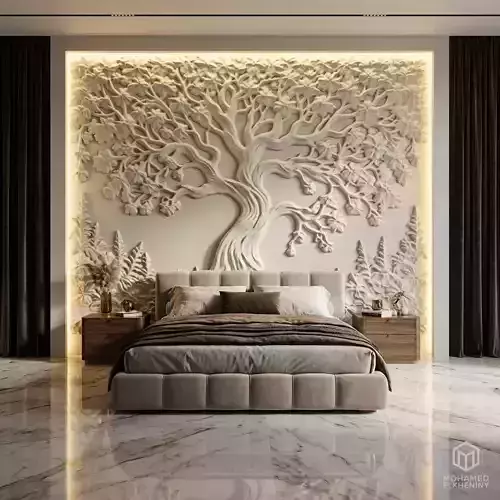 modern panel wall decor set relief stl mural CNC 178