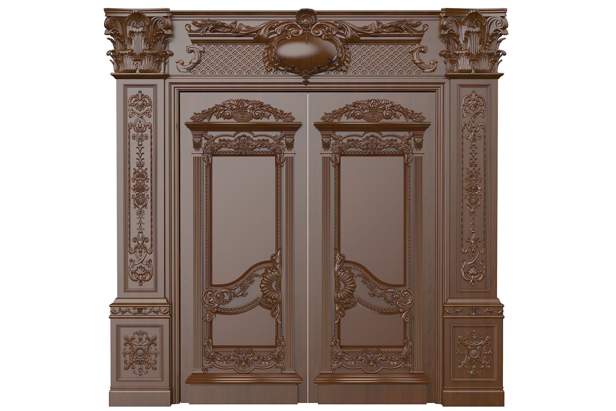 Royal style gold plated classic door E 3D model_1