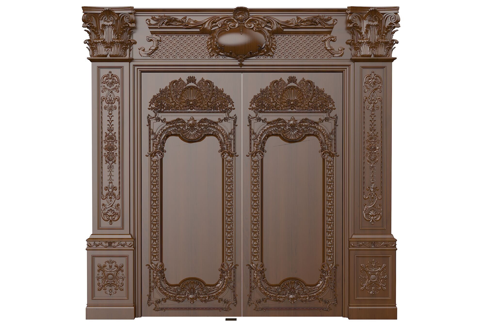 Royal style gold plated classic door G 3D model_1