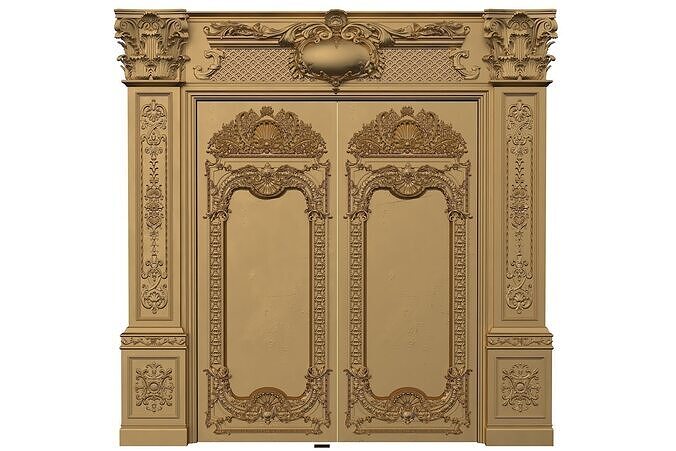 Royal style gold plated classic door G 3D model