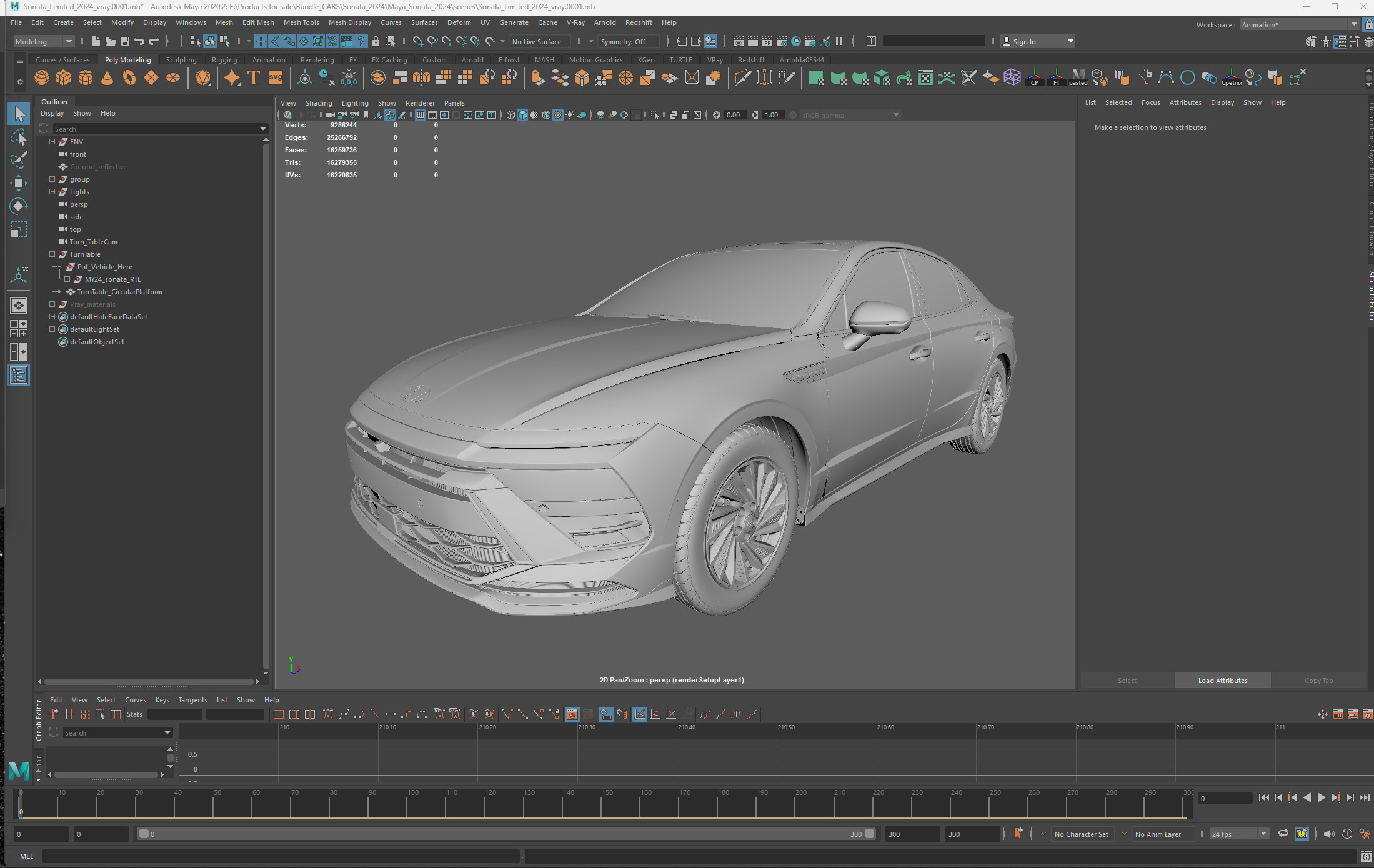 Hyundai Sonata 2024 -detailed-Vray-Redshift-Unreal- Lightrigs 3D model_21