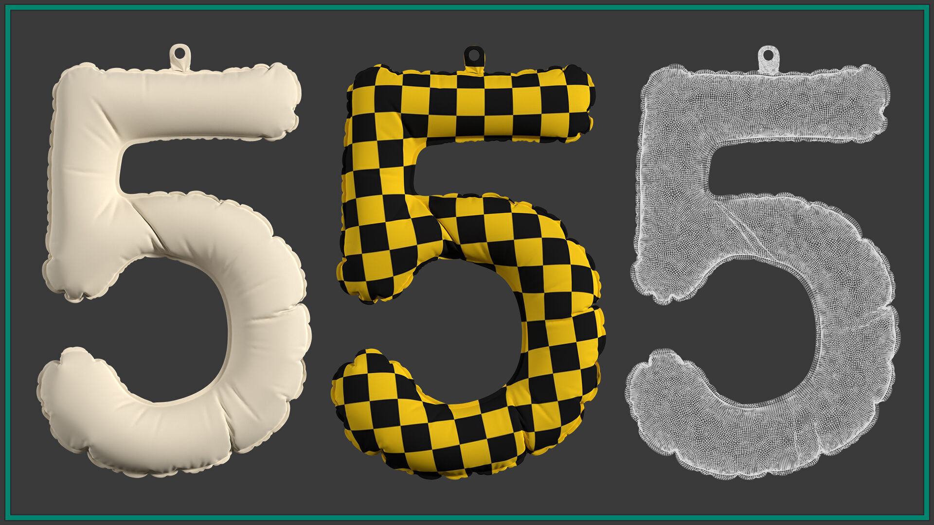 40 number and letter 3D model_9