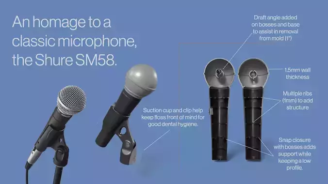 Microphone Floss Dispenser 3D model