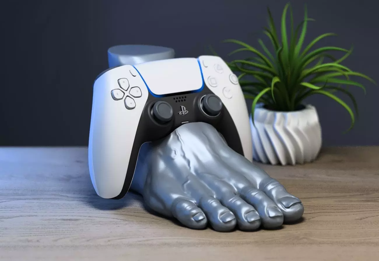 Foot Ps5 controller stand Human foot head ps5controller holder 3D print model_0
