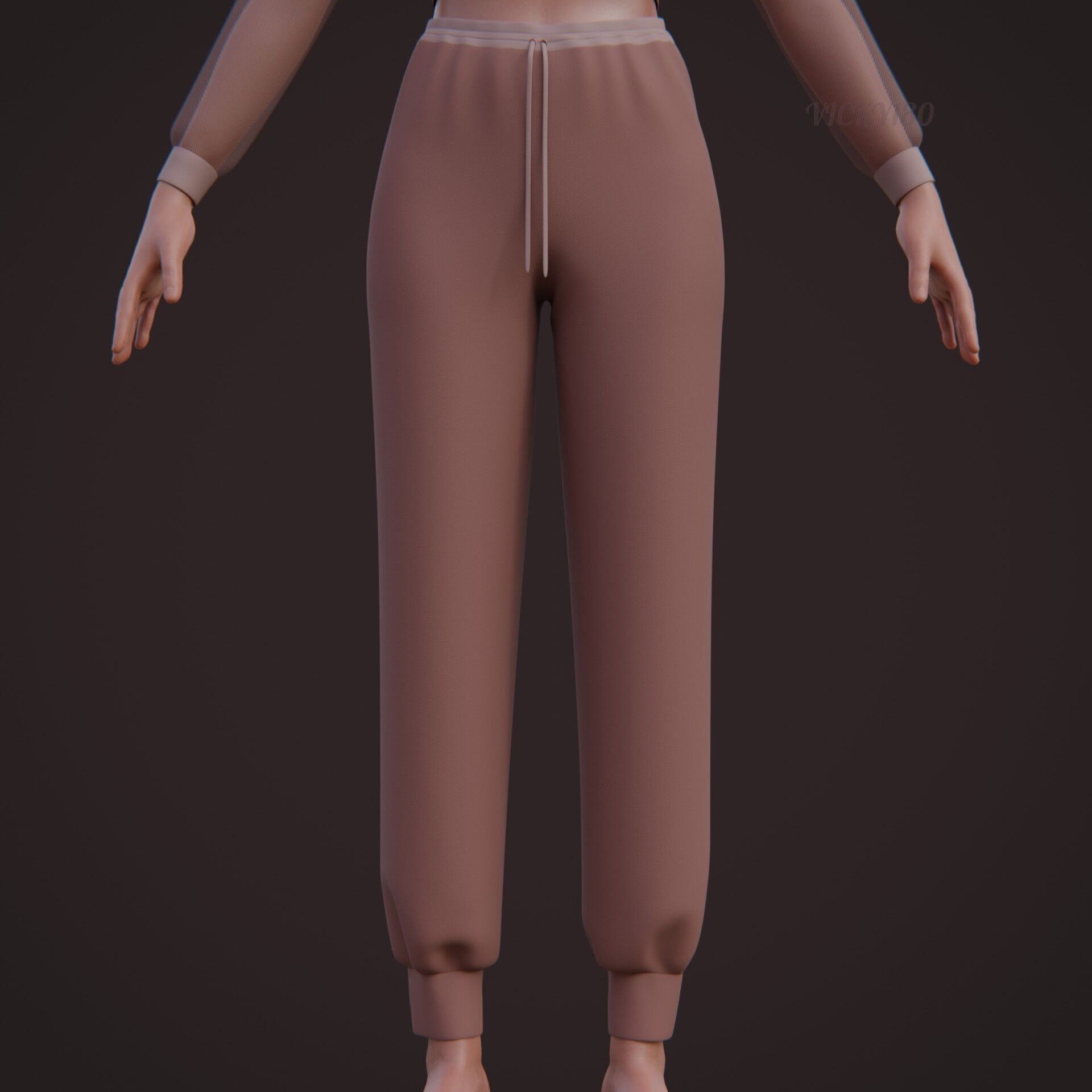 Sexy Women 3-Piece Tracksuit Crop top hoodie sweatshirt Clothing 3D model_21