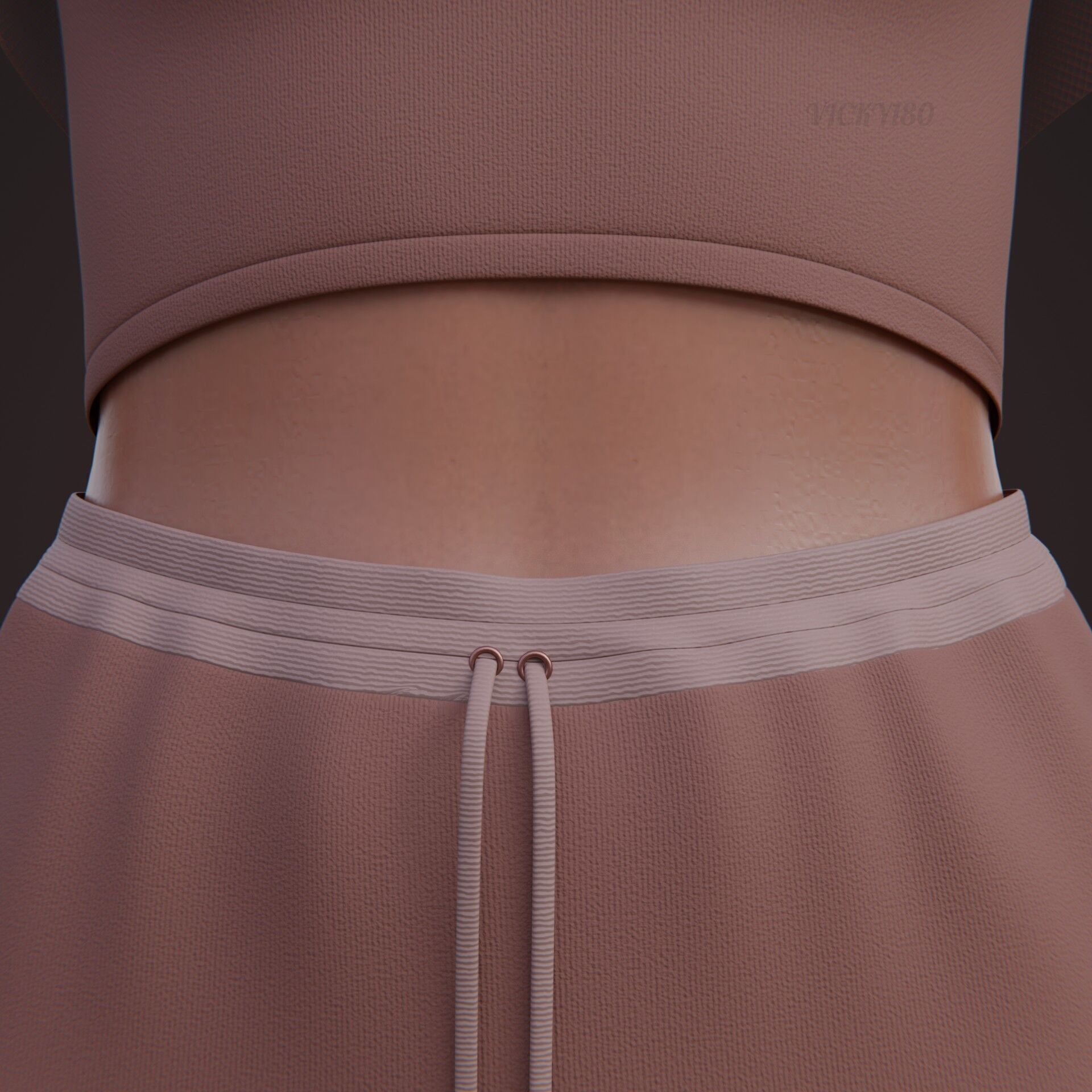 Sexy Women 3-Piece Tracksuit Crop top hoodie sweatshirt Clothing 3D model_22