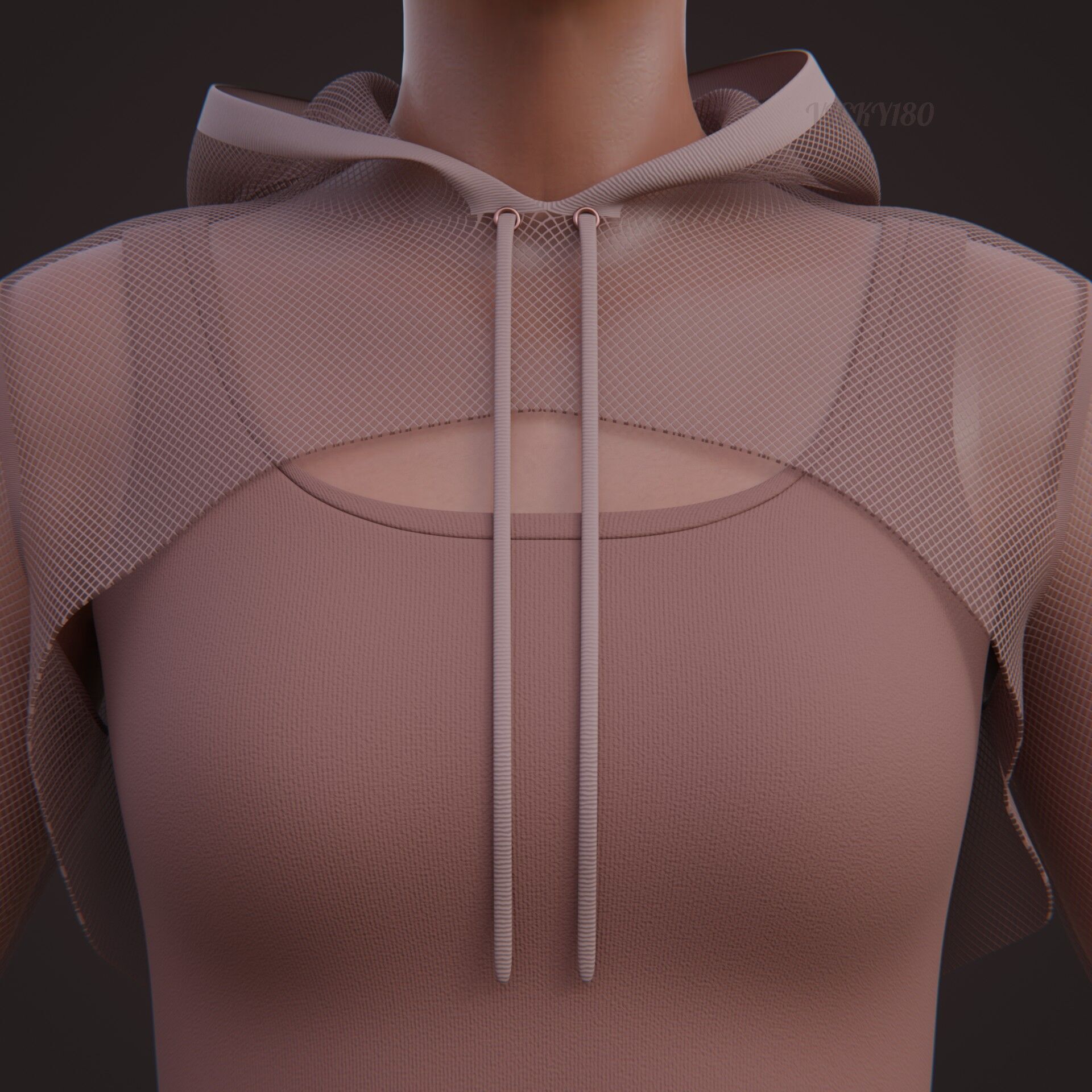 Sexy Women 3-Piece Tracksuit Crop top hoodie sweatshirt Clothing 3D model_24