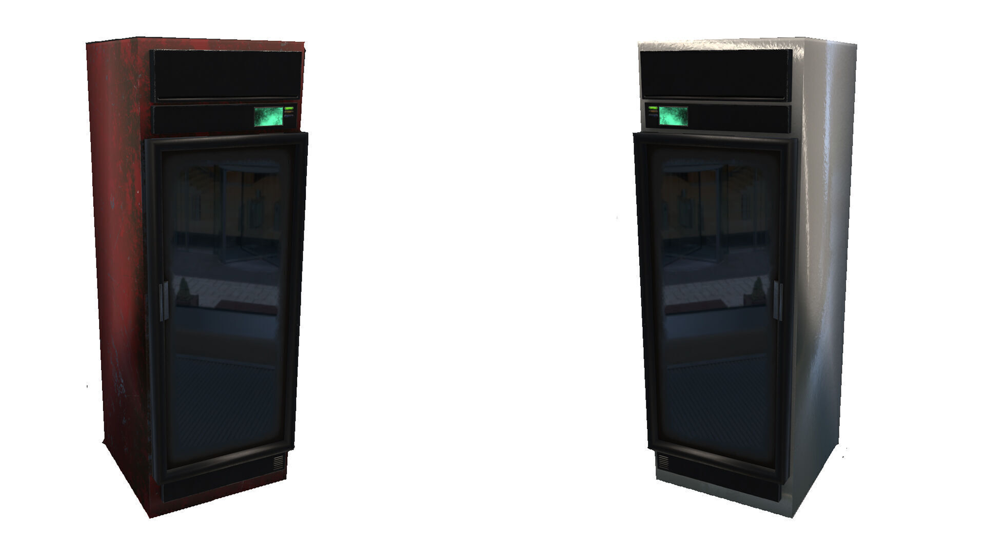 Standing Convenience Store Frig 2 Styles Low-poly 3D model_1