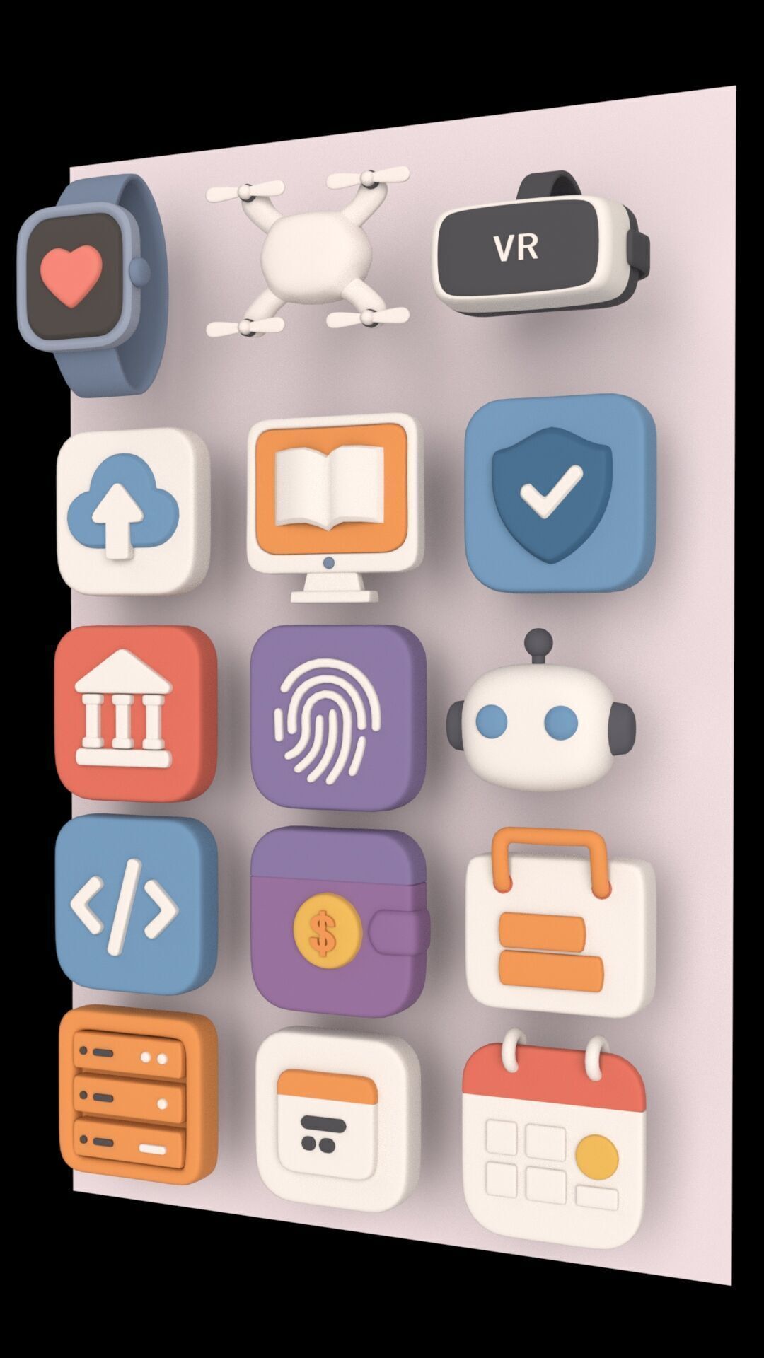 3D Technology Icon Set Cute Clay Style  3D model_5