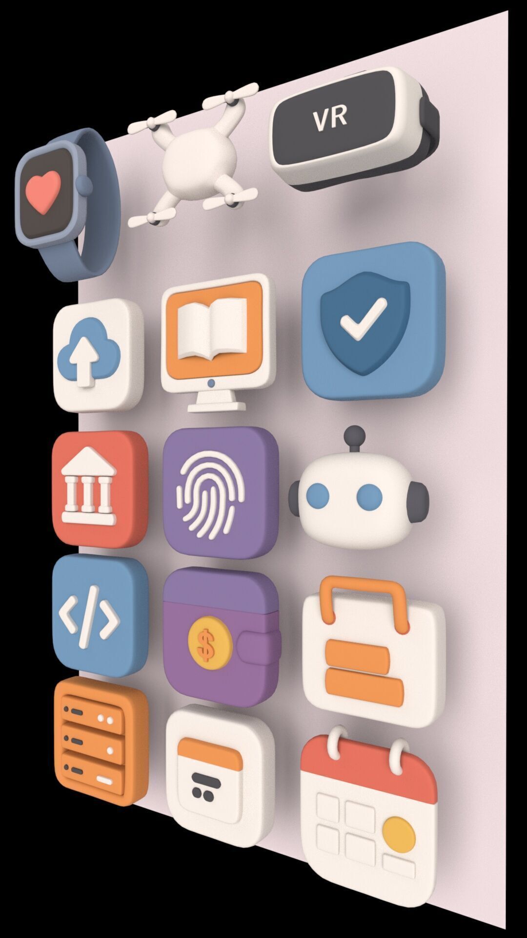 3D Technology Icon Set Cute Clay Style  3D model_4