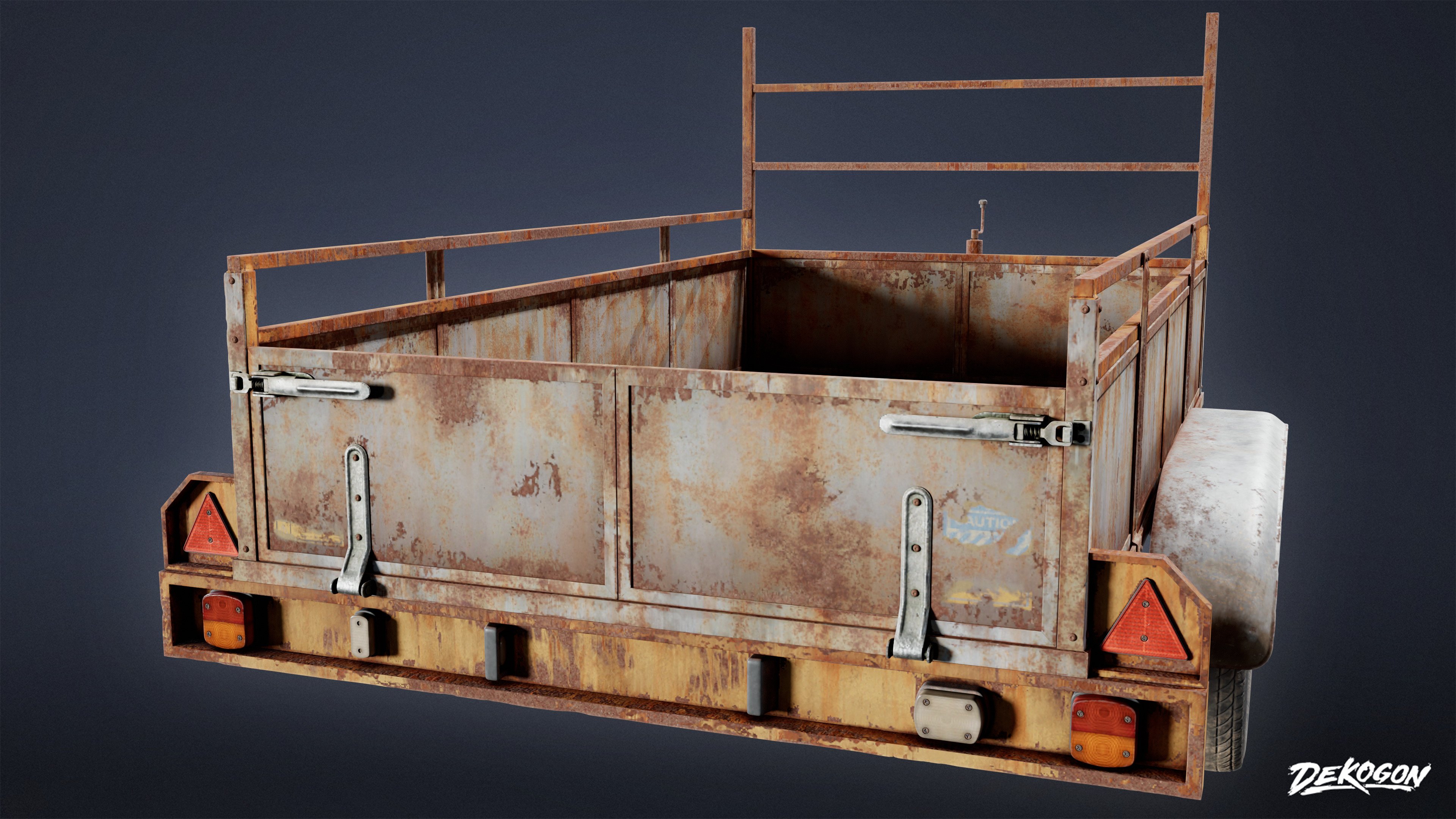 SUBURBS - Old Hitch Trailer 01 - LOW POLY Low-poly 3D model_4