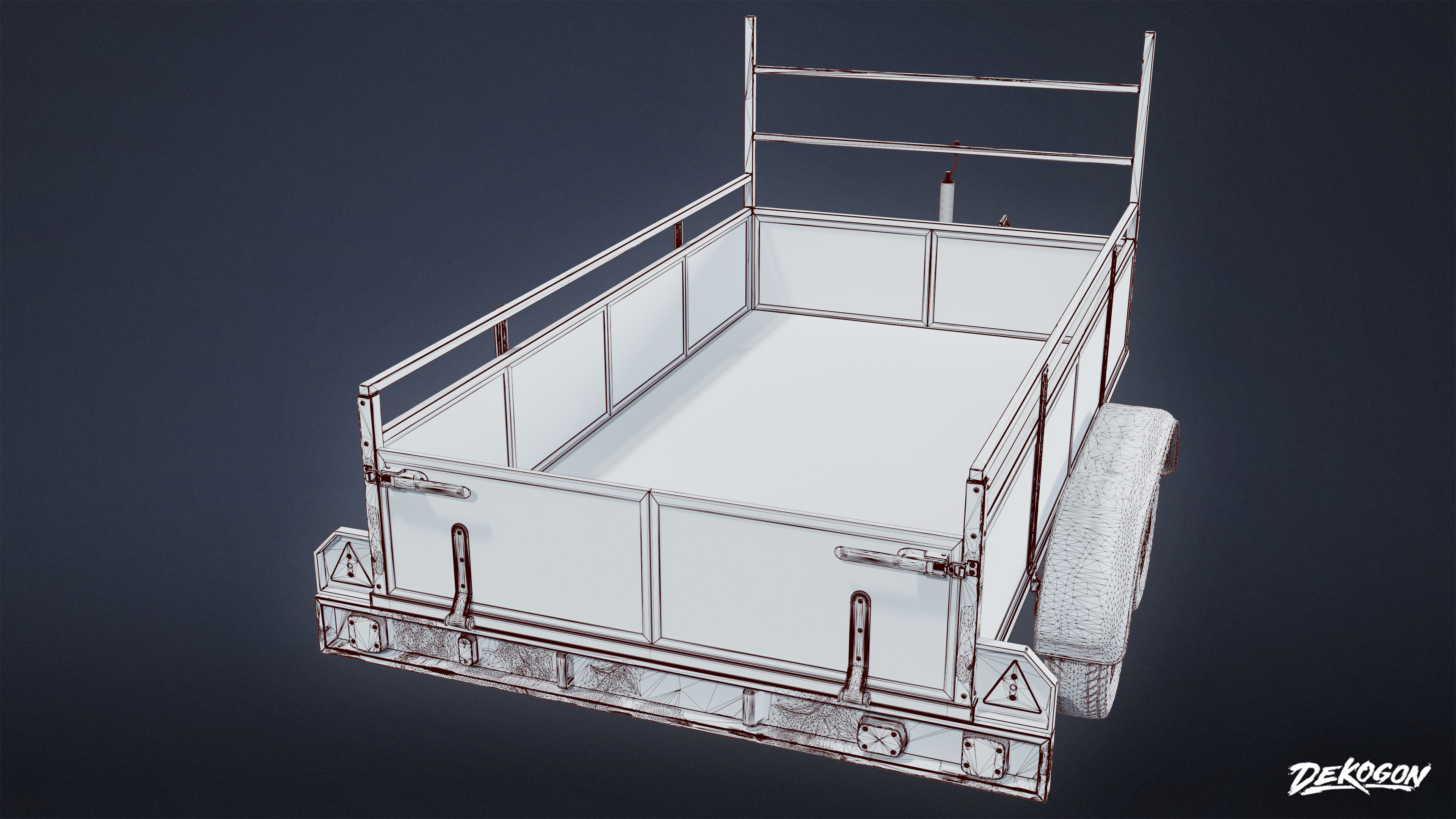 SUBURBS - Old Hitch Trailer 01 - LOW POLY Low-poly 3D model_9
