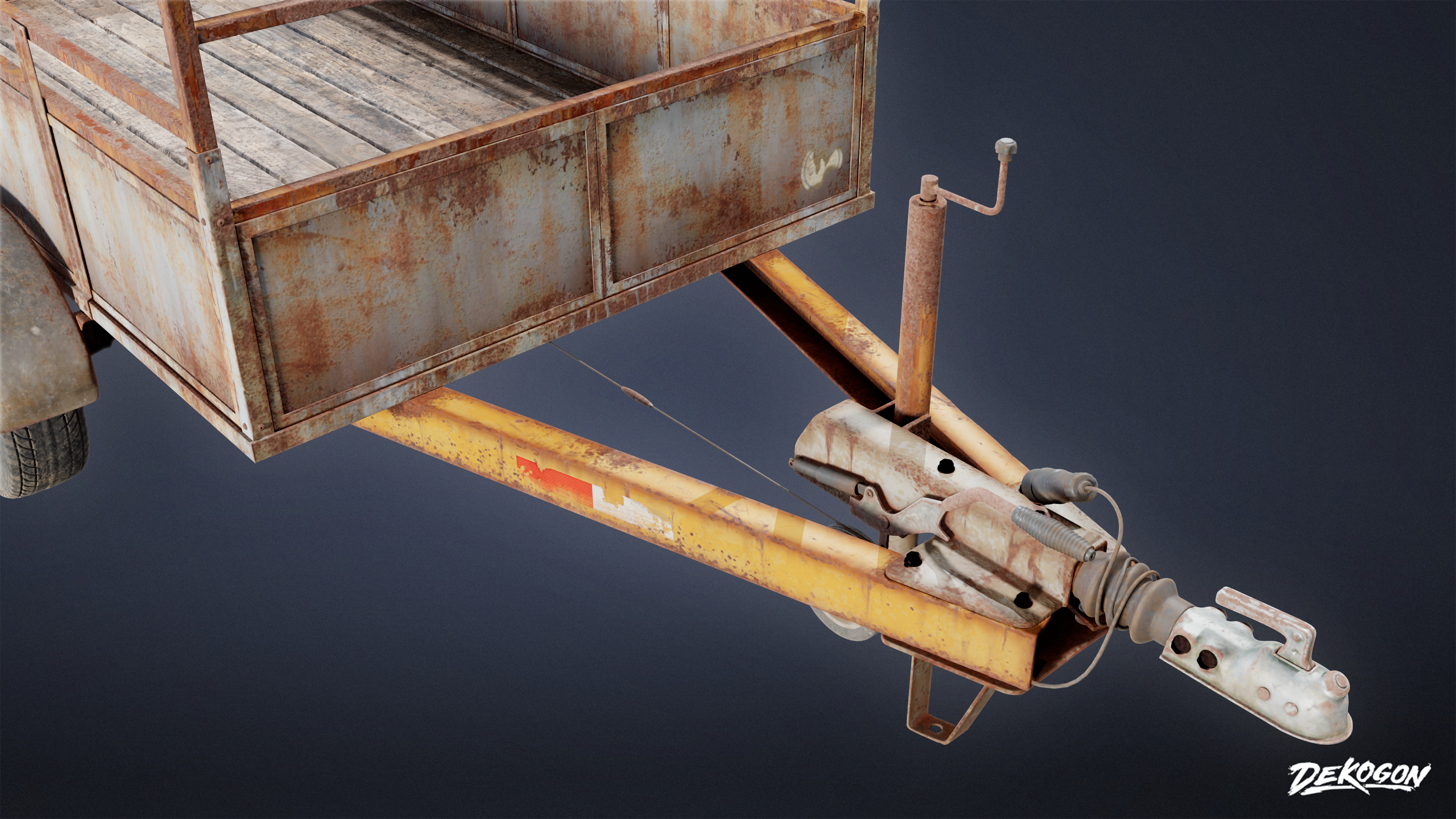 SUBURBS - Old Hitch Trailer 01 - LOW POLY Low-poly 3D model_5