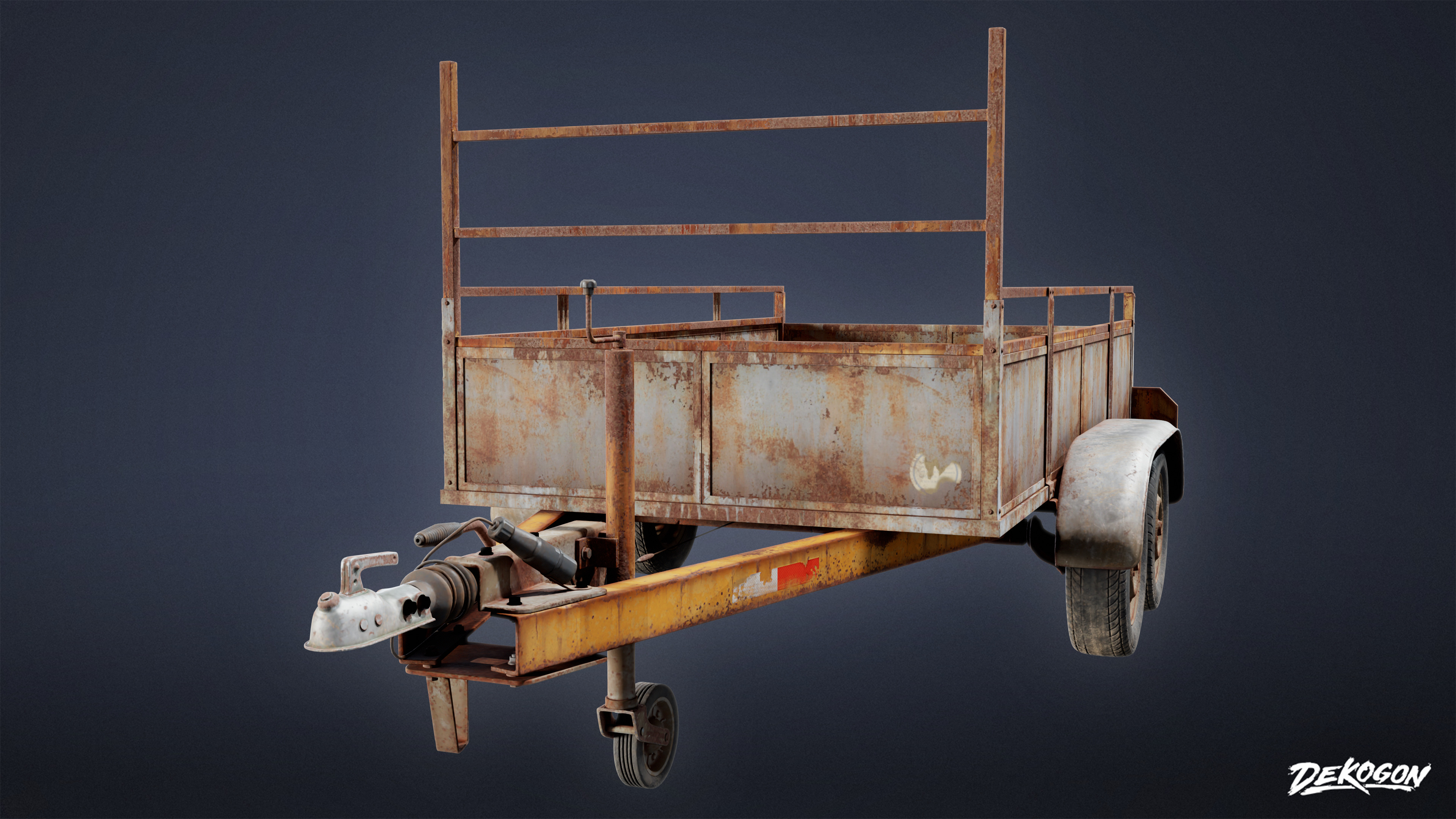 SUBURBS - Old Hitch Trailer 01 - LOW POLY Low-poly 3D model_2