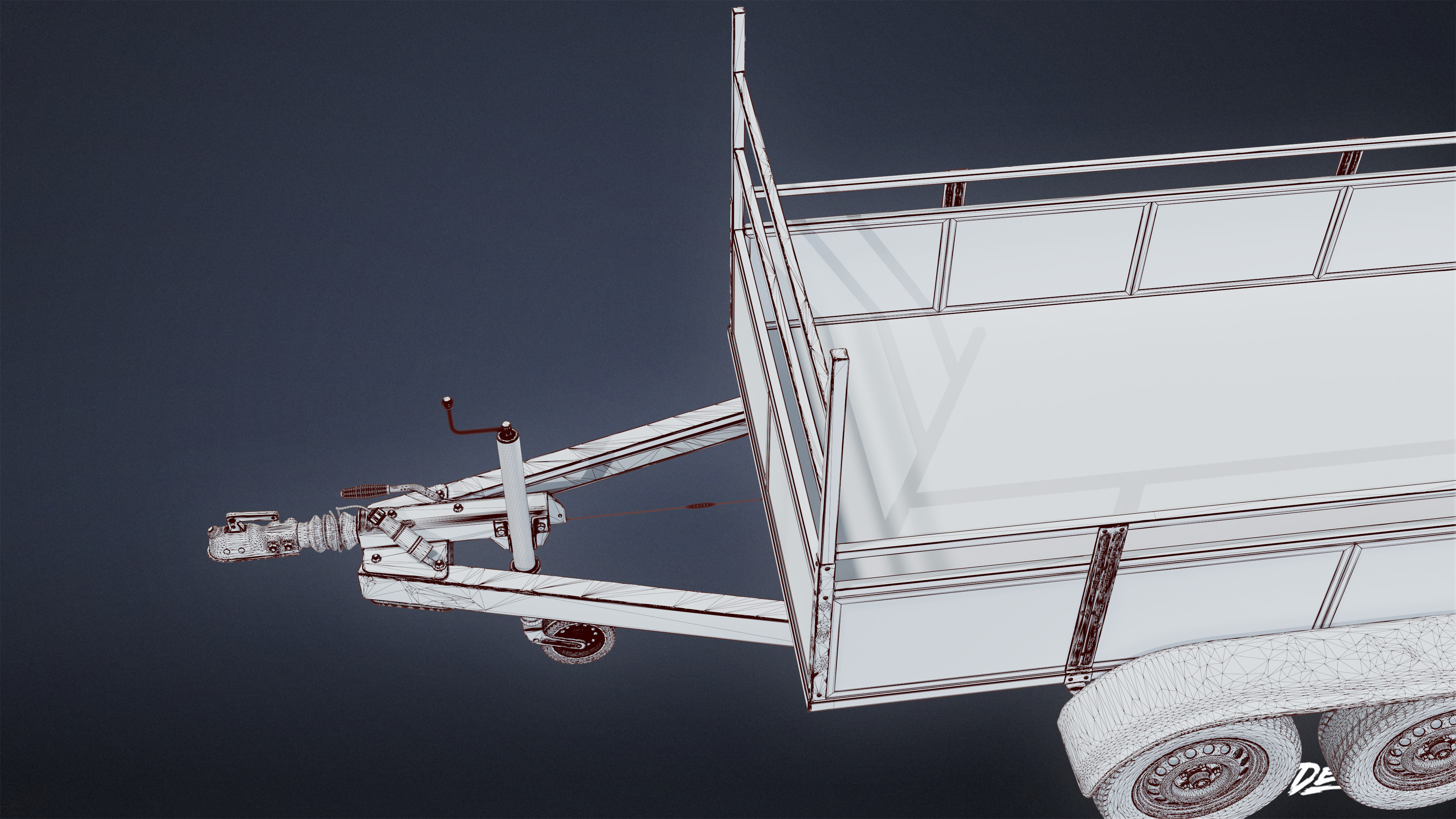 SUBURBS - Old Hitch Trailer 01 - LOW POLY Low-poly 3D model_7