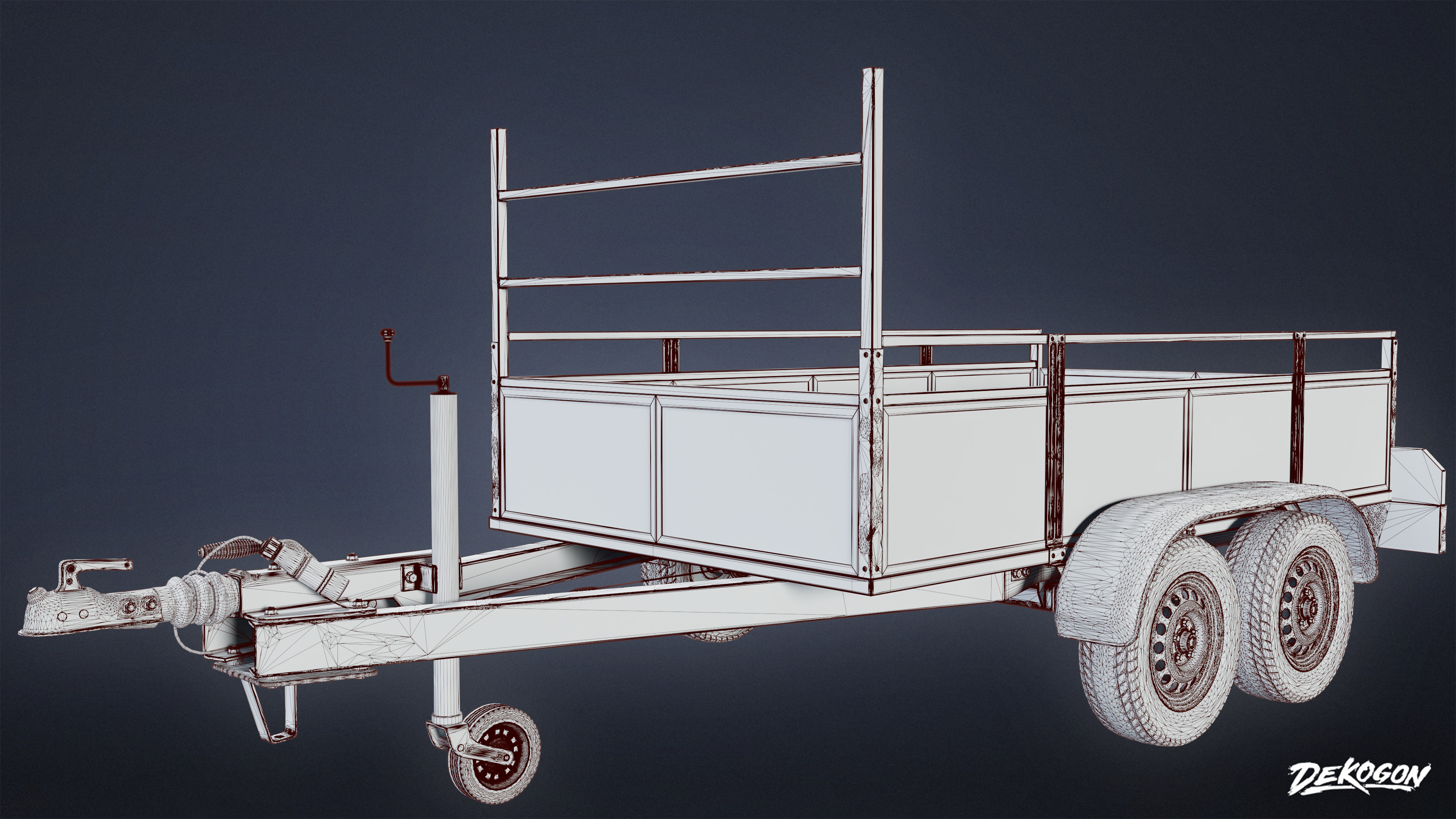 SUBURBS - Old Hitch Trailer 01 - LOW POLY Low-poly 3D model_8