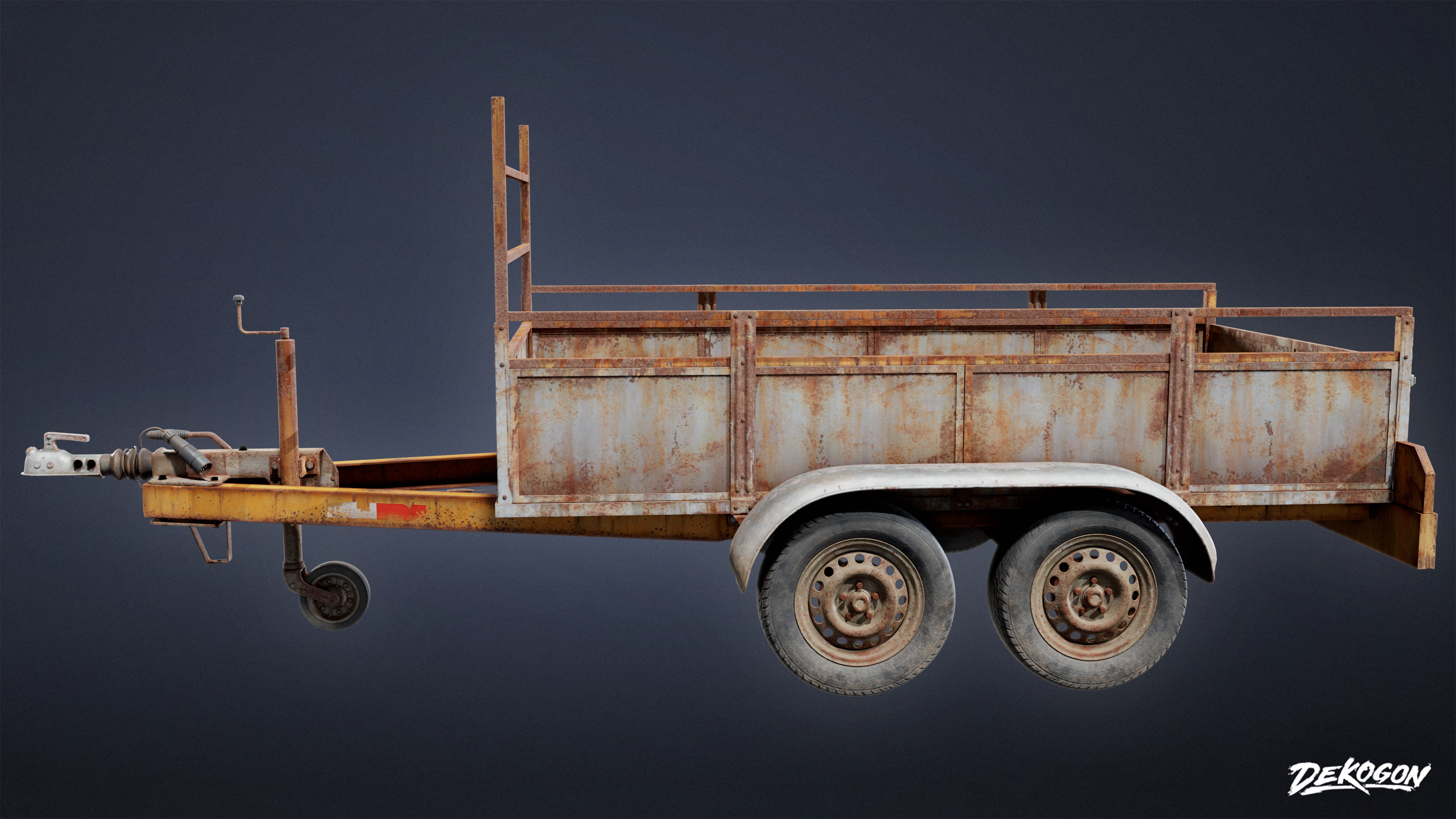 SUBURBS - Old Hitch Trailer 01 - LOW POLY Low-poly 3D model_1