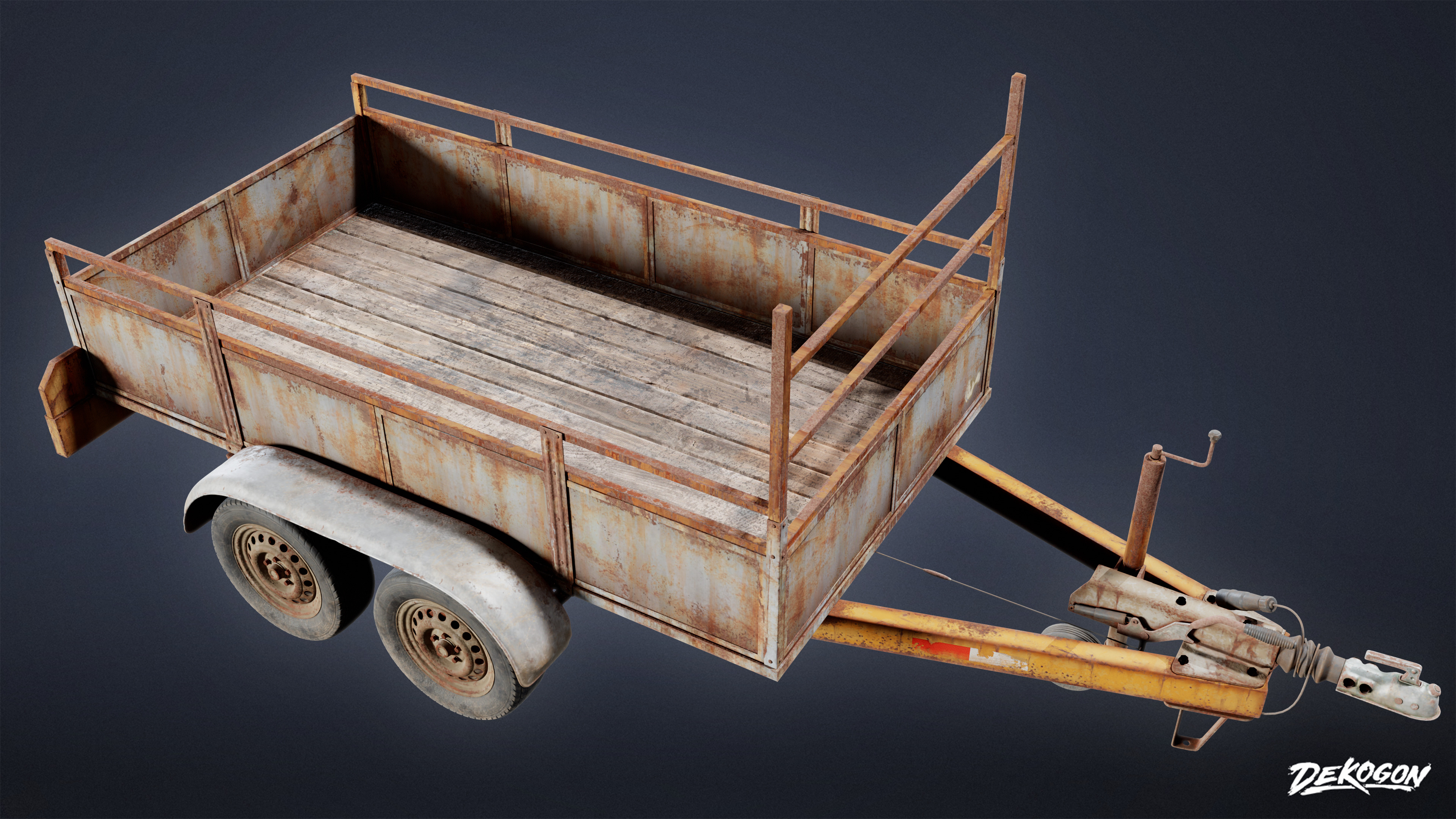 SUBURBS - Old Hitch Trailer 01 - LOW POLY Low-poly 3D model_3
