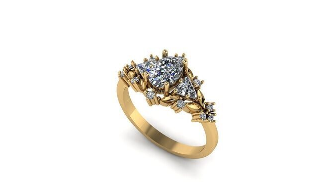 Oval Engagement Ring 3D print model