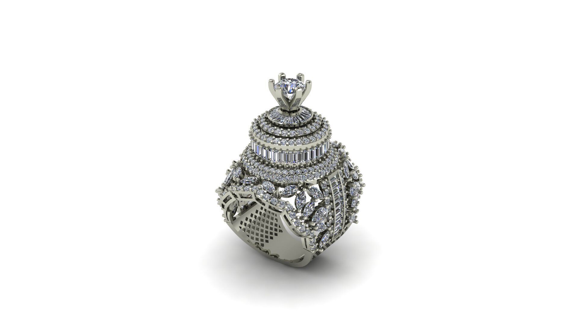 Crown Ring 3D print model_1