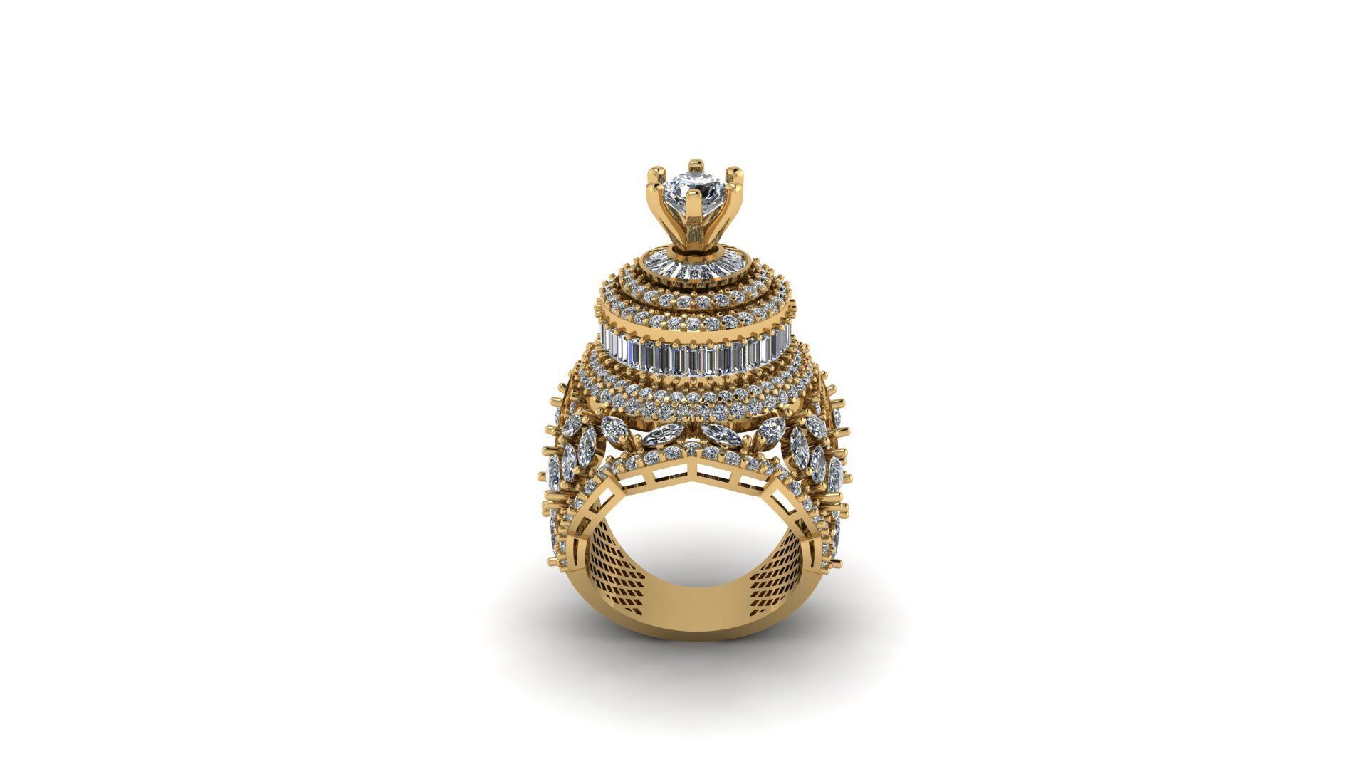 Crown Ring 3D print model_3