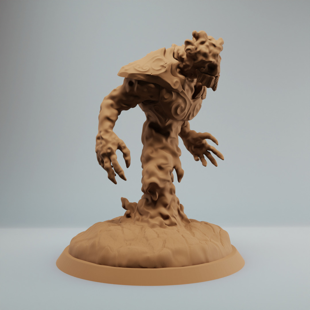 Fire Elemental in armor fire spirit bundle pre supported 3D print model_3