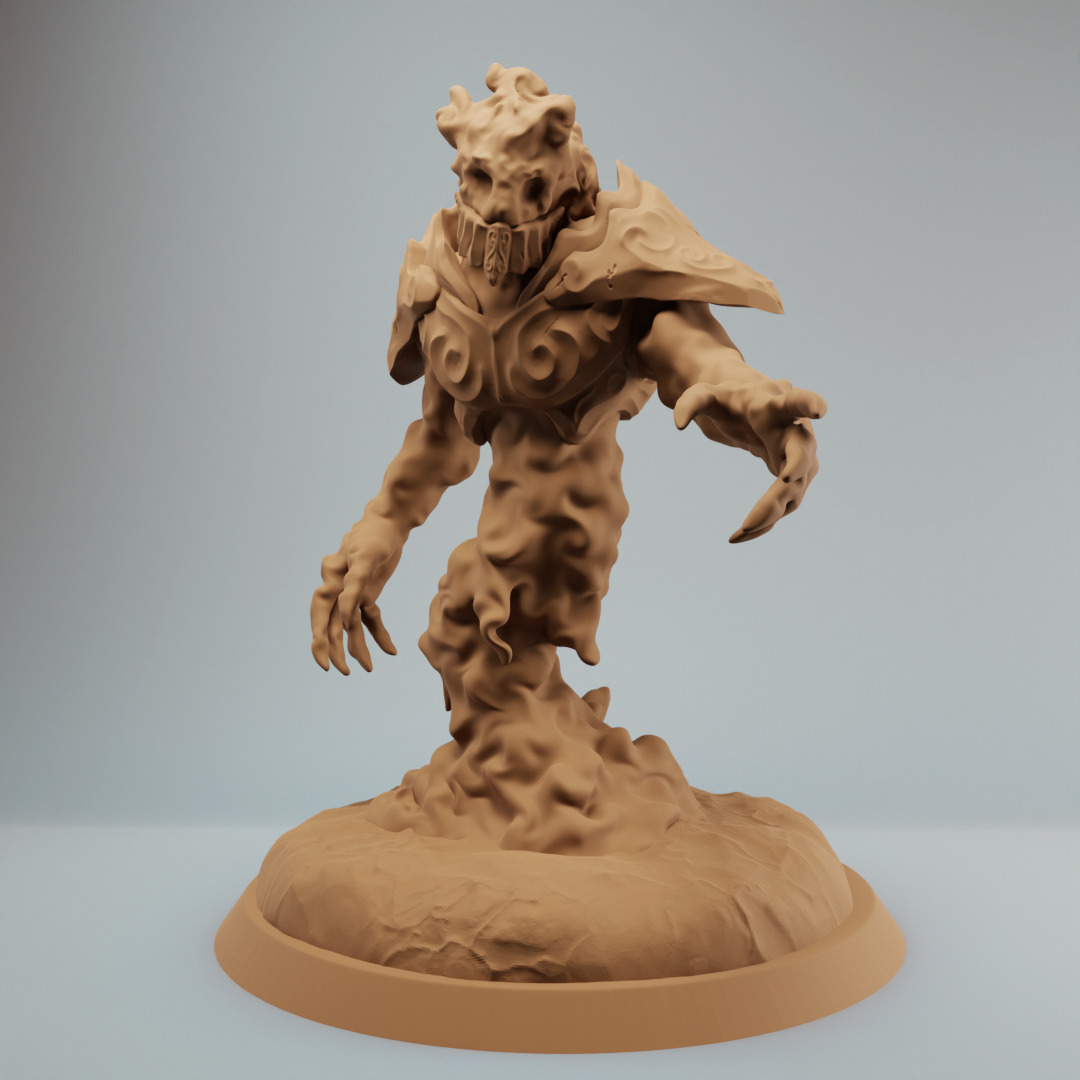 Fire Elemental in armor fire spirit bundle pre supported 3D print model_1