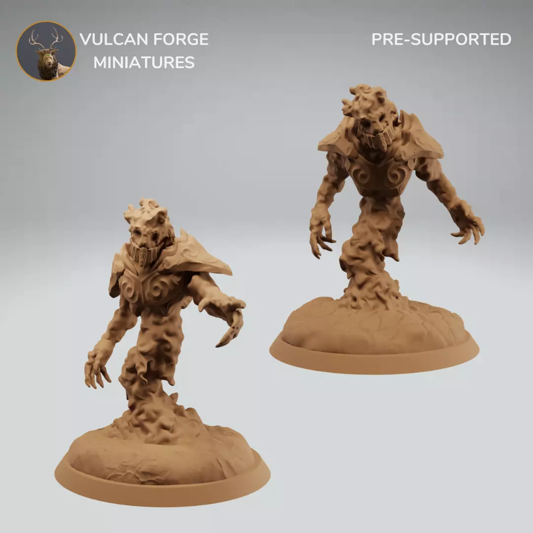 Fire Elemental in armor fire spirit bundle pre supported 3D print model_0