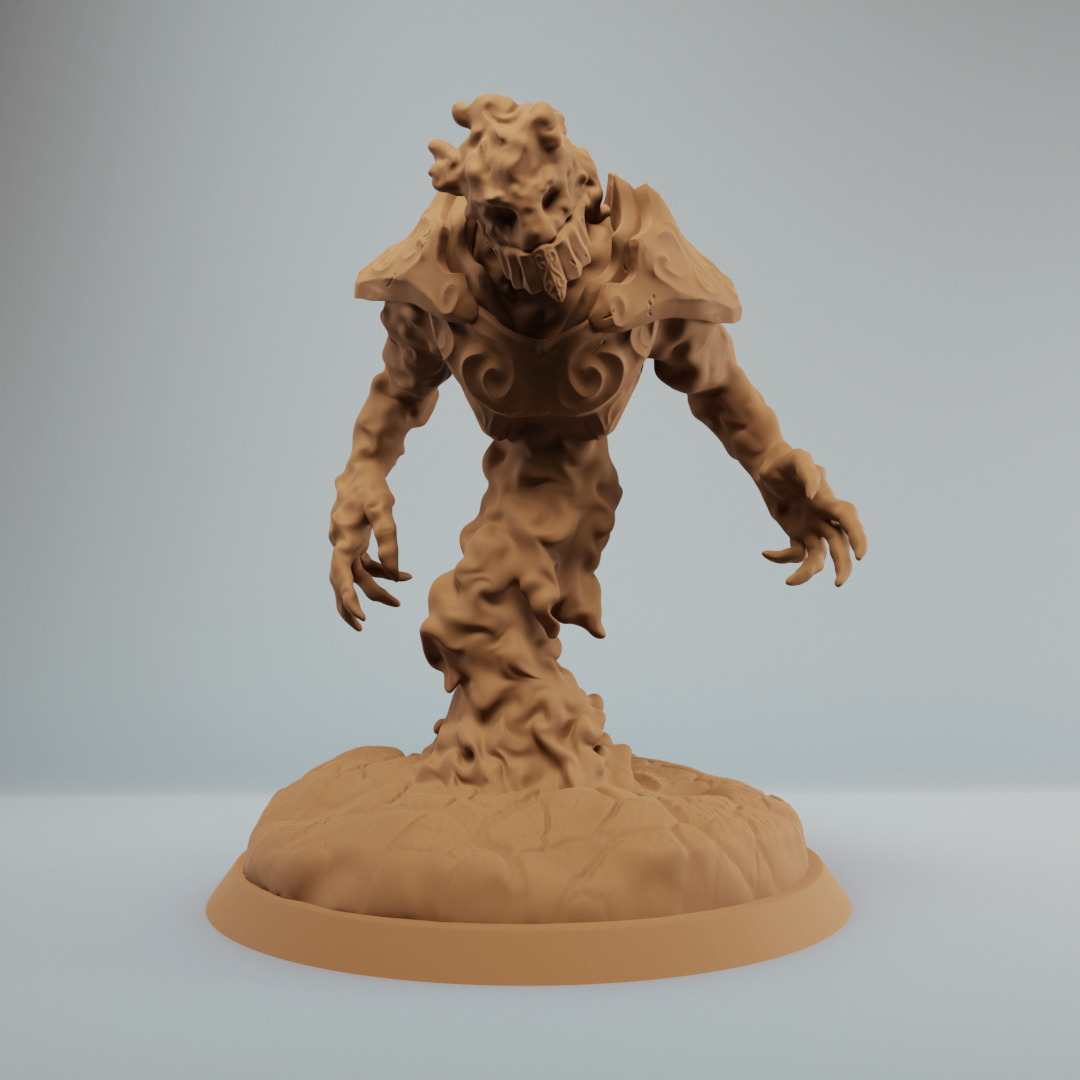 Fire Elemental in armor fire spirit bundle pre supported 3D print model_2