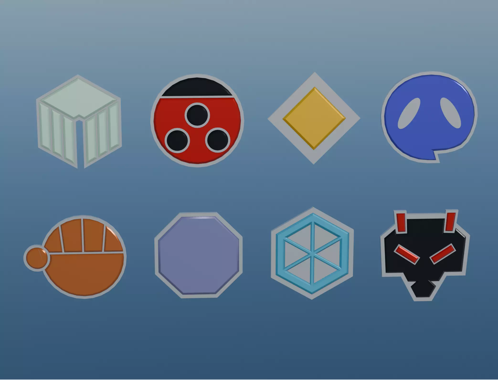 Pokemon Johto Gym Badges Low-poly 3D model_0