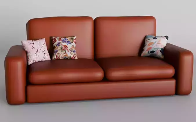 Low Poly Leather Couch  Game Ready 3D Model