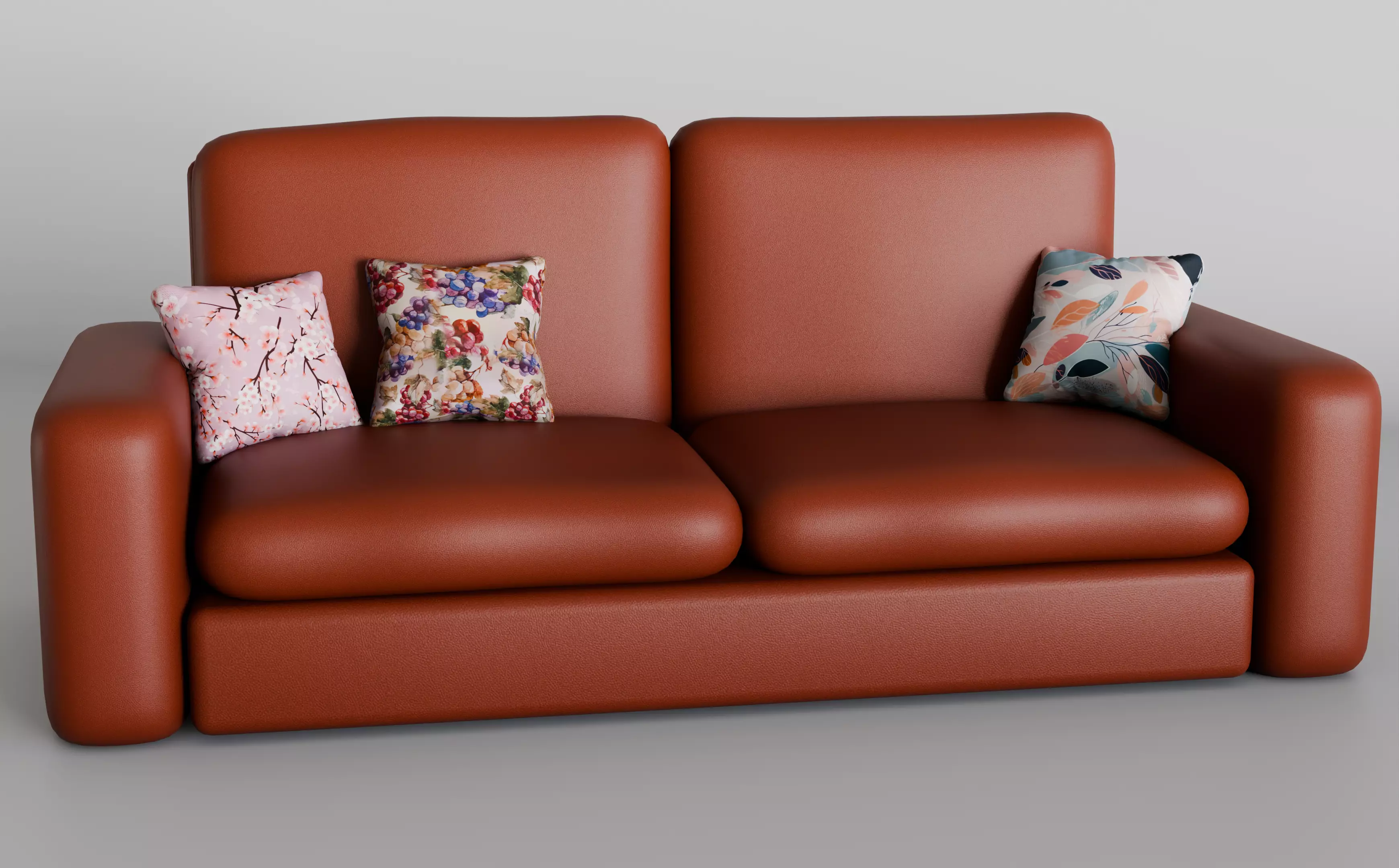 Low Poly Leather Couch  Game Ready 3D Model Low-poly 3D model_0