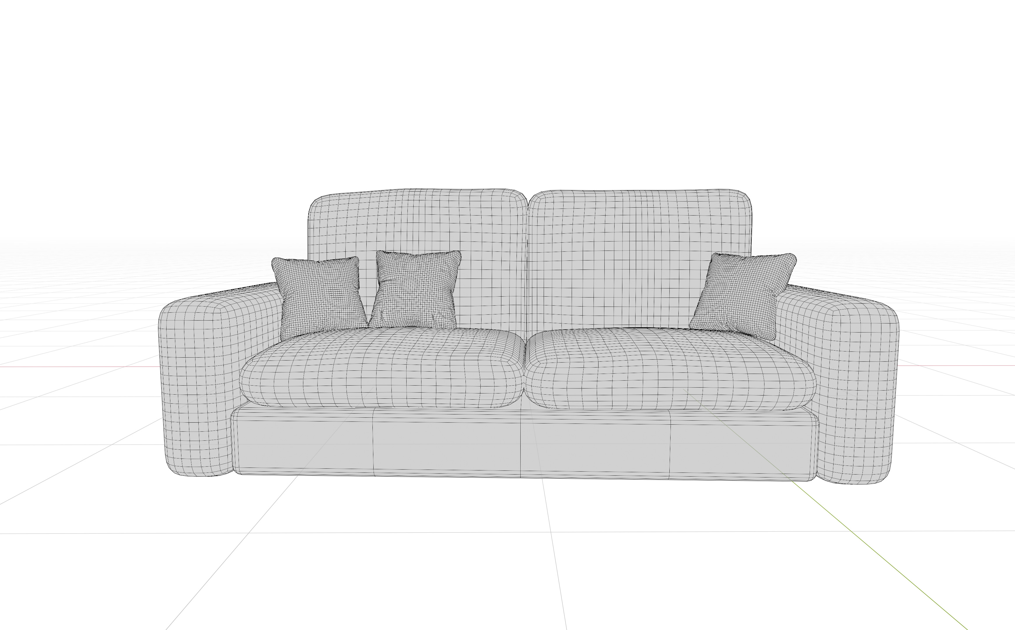 Low Poly Leather Couch  Game Ready 3D Model Low-poly 3D model_6