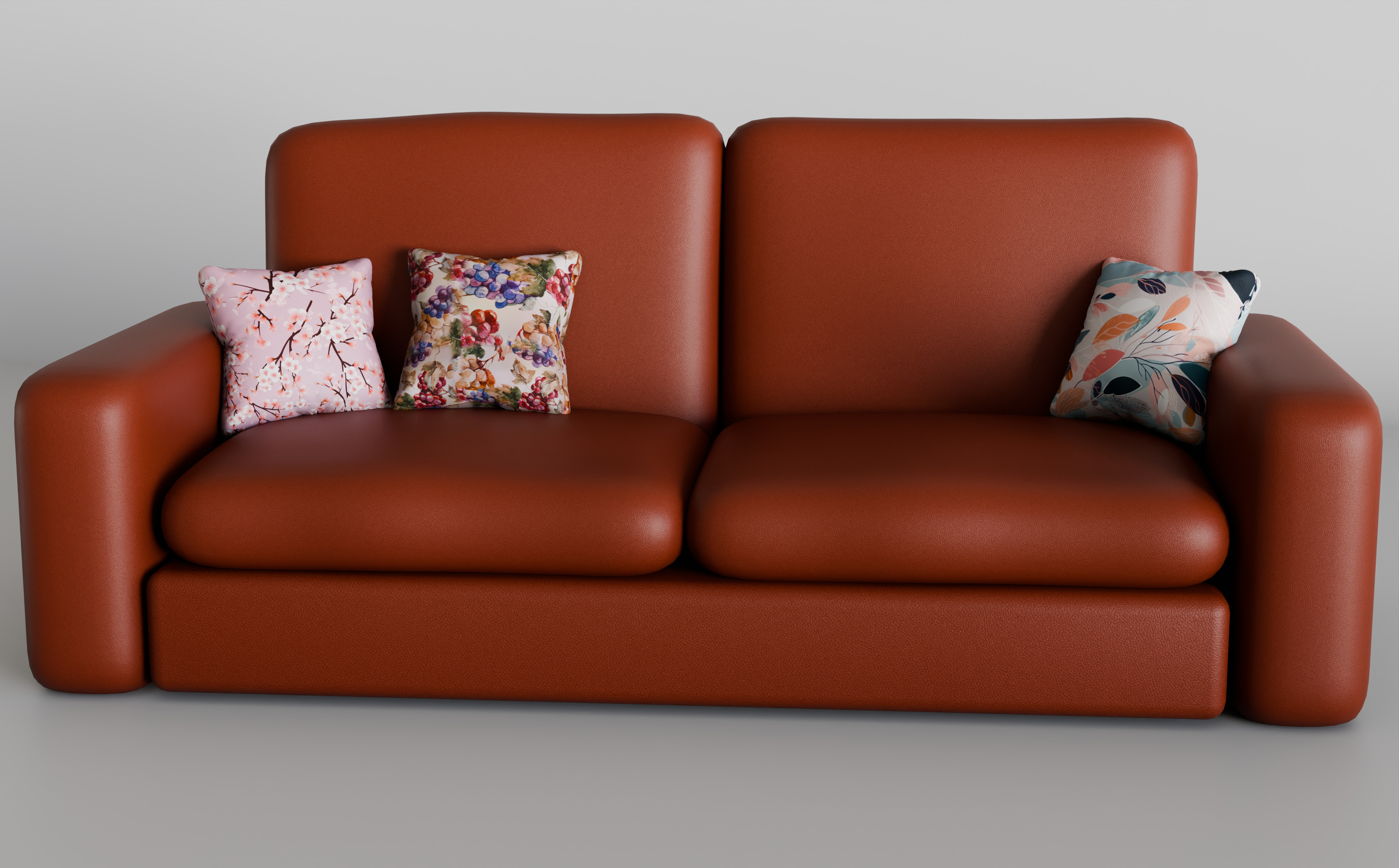 Low Poly Leather Couch  Game Ready 3D Model Low-poly 3D model_1