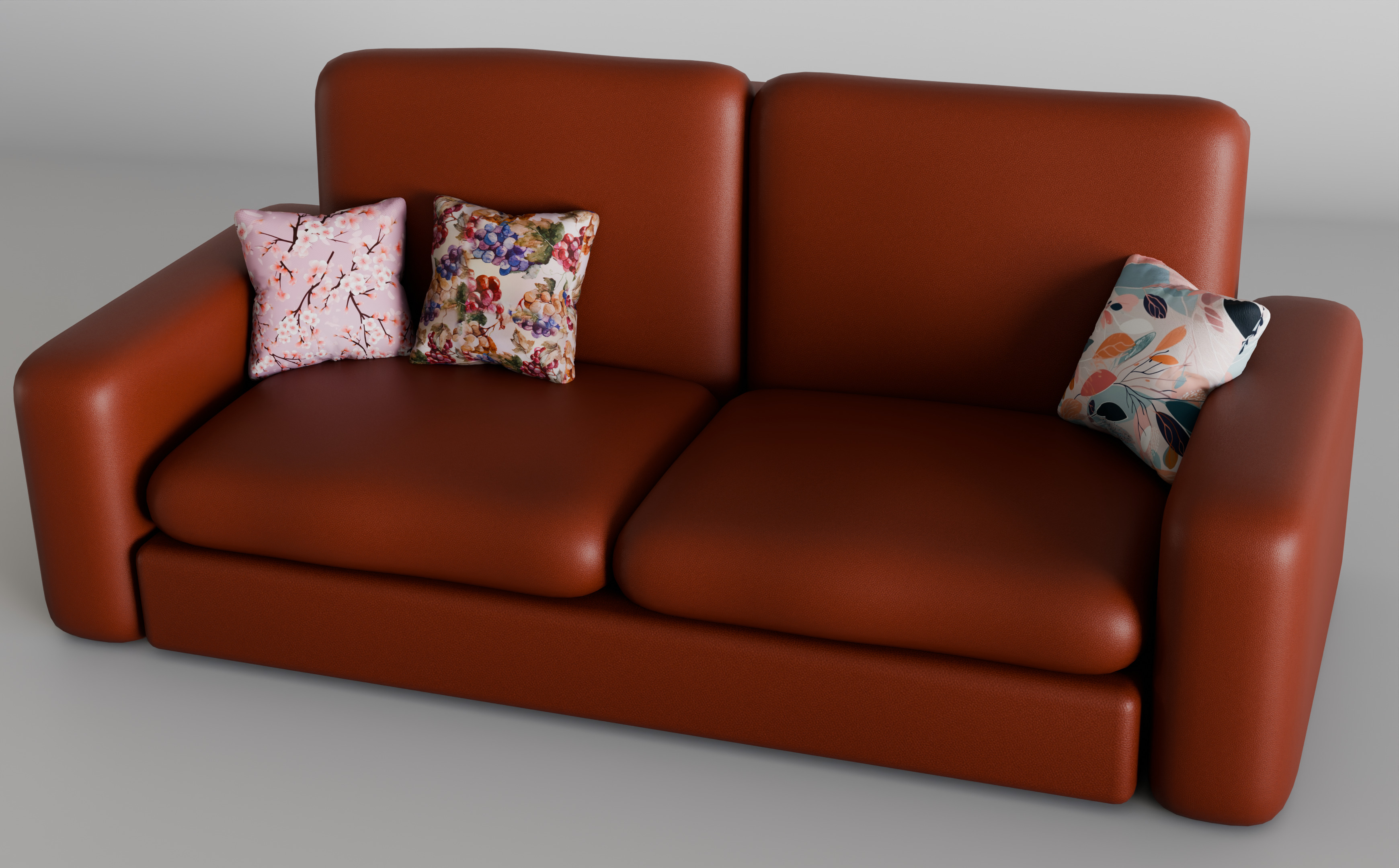 Low Poly Leather Couch  Game Ready 3D Model Low-poly 3D model_2