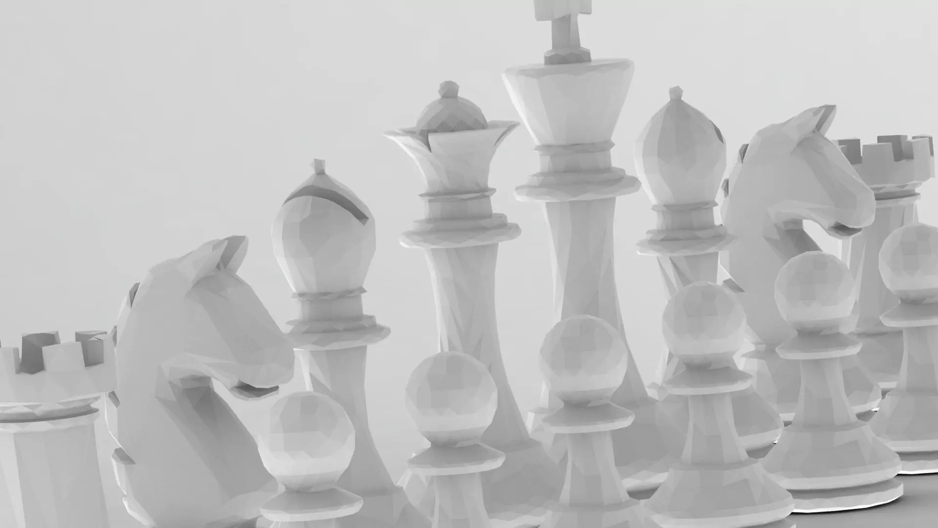 Chess pieces set lowpoly desing 3D print model_0