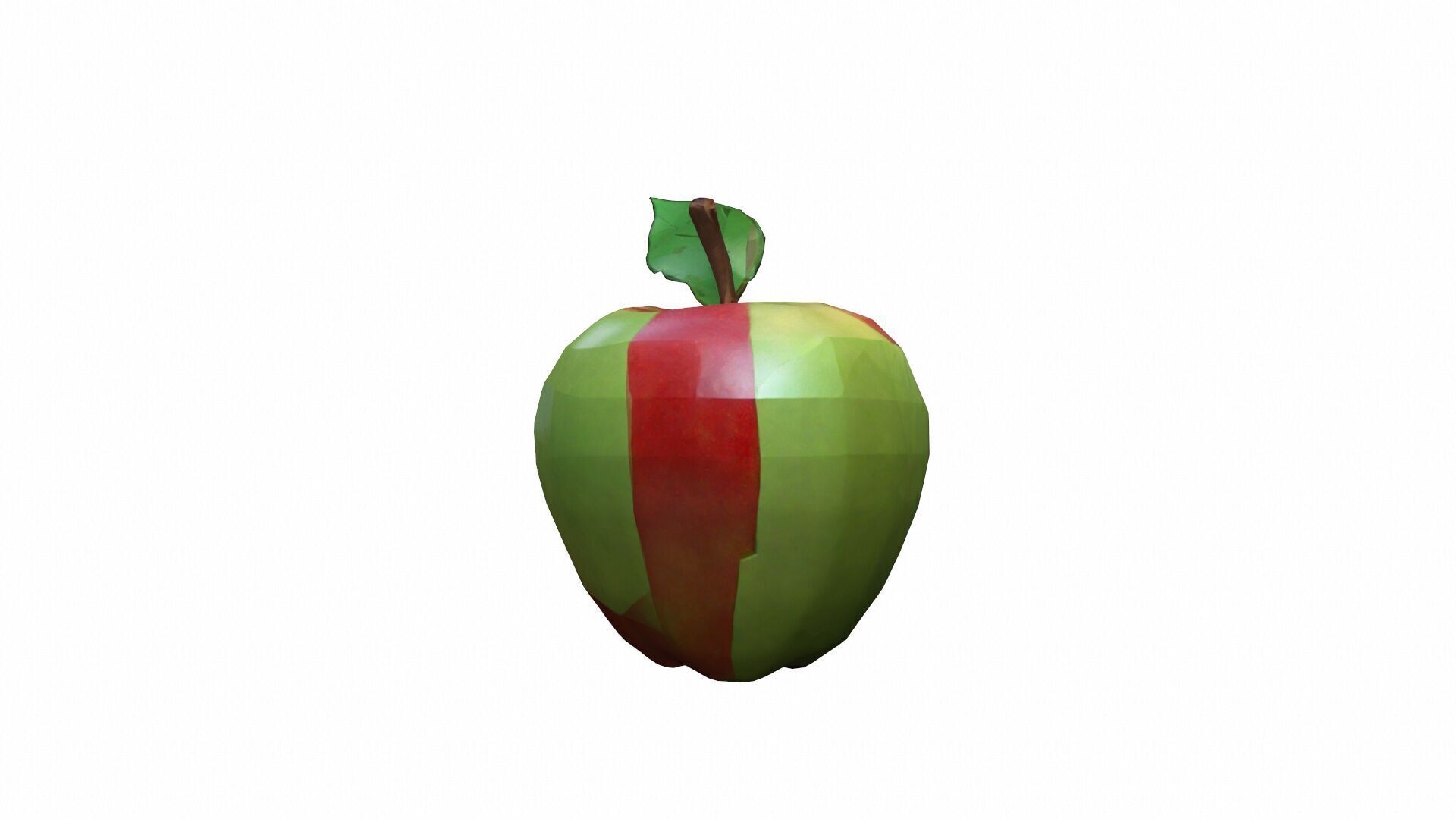 High Render Red Pink Apple Fruit With Leaf Isolated On 3D model_2