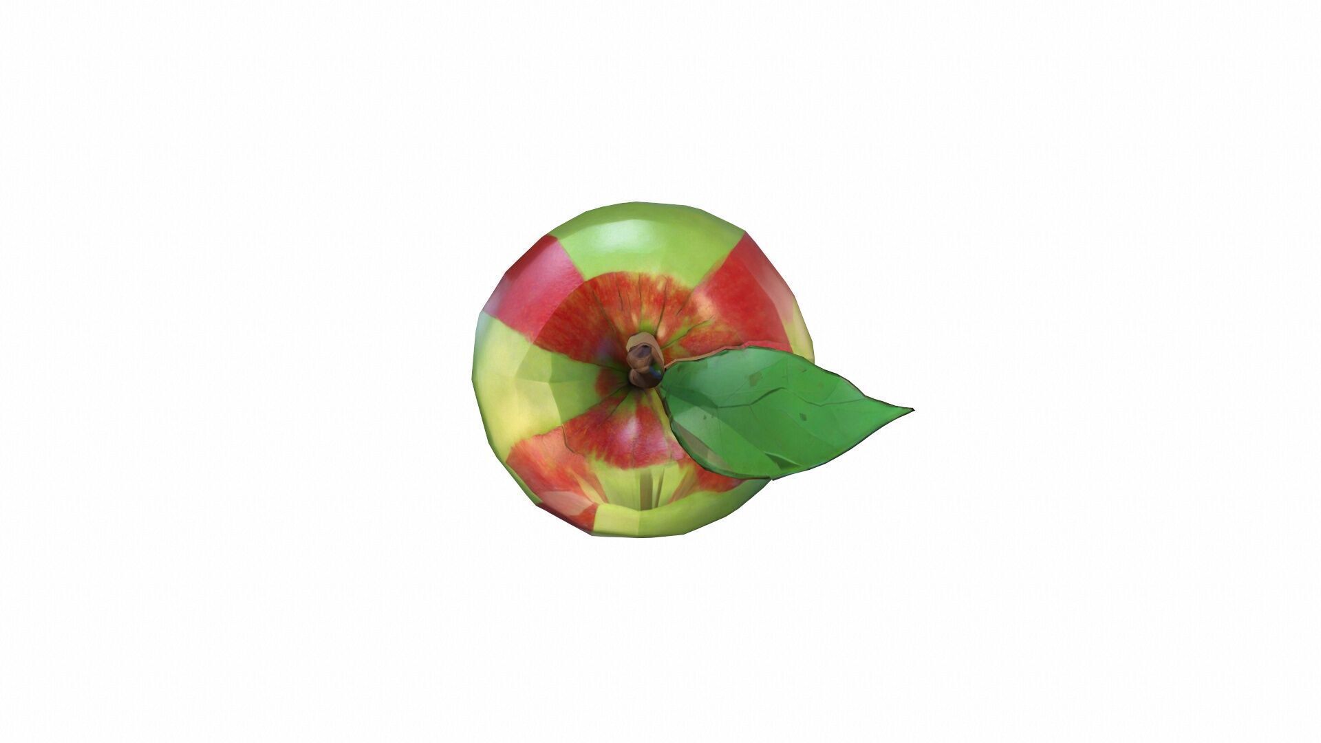 High Render Red Pink Apple Fruit With Leaf Isolated On 3D model_4