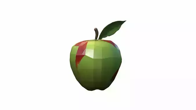 High Render Red Pink Apple Fruit With Leaf Isolated On