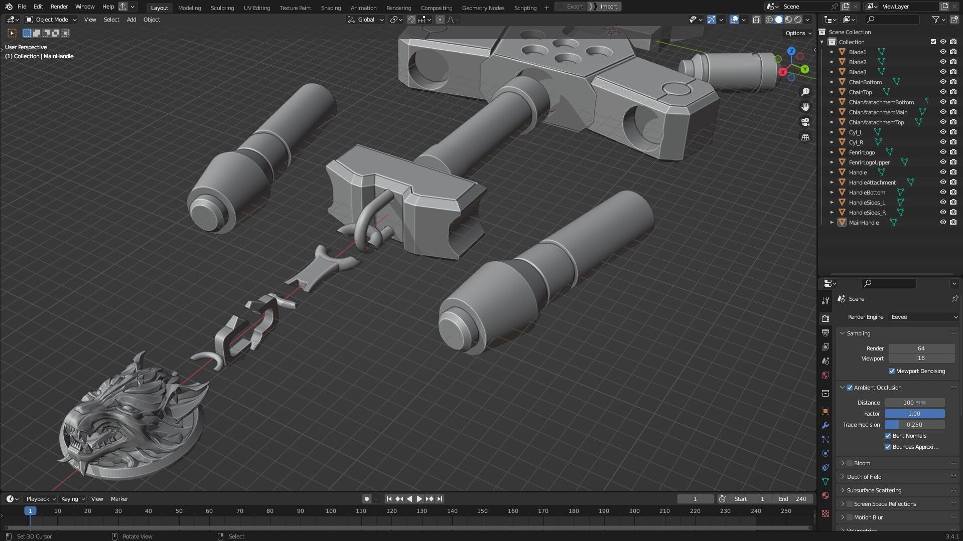 Kingdom Hearts Fenrir Keyblade for Cosplay 3D print model_14