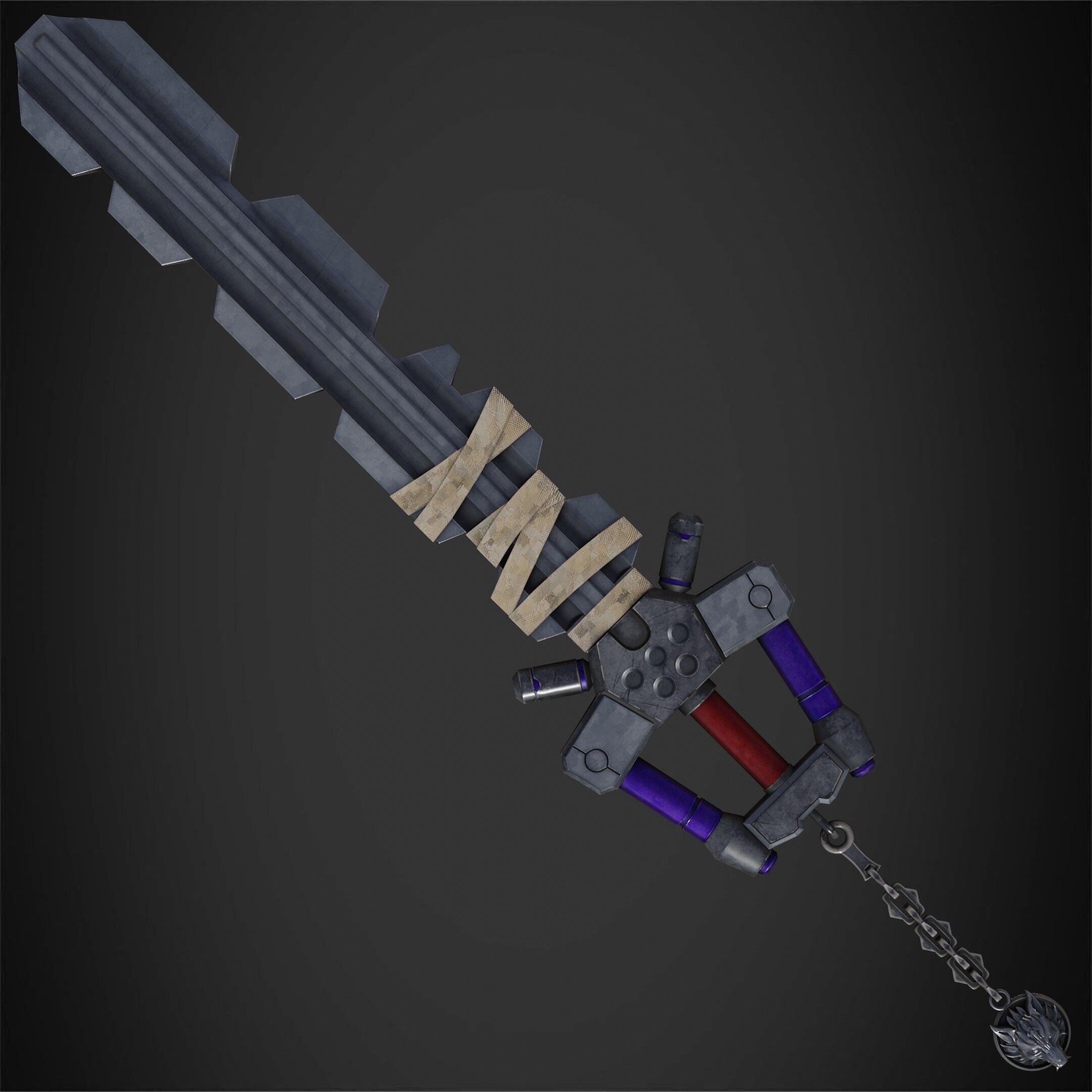 Kingdom Hearts Fenrir Keyblade for Cosplay 3D print model_3