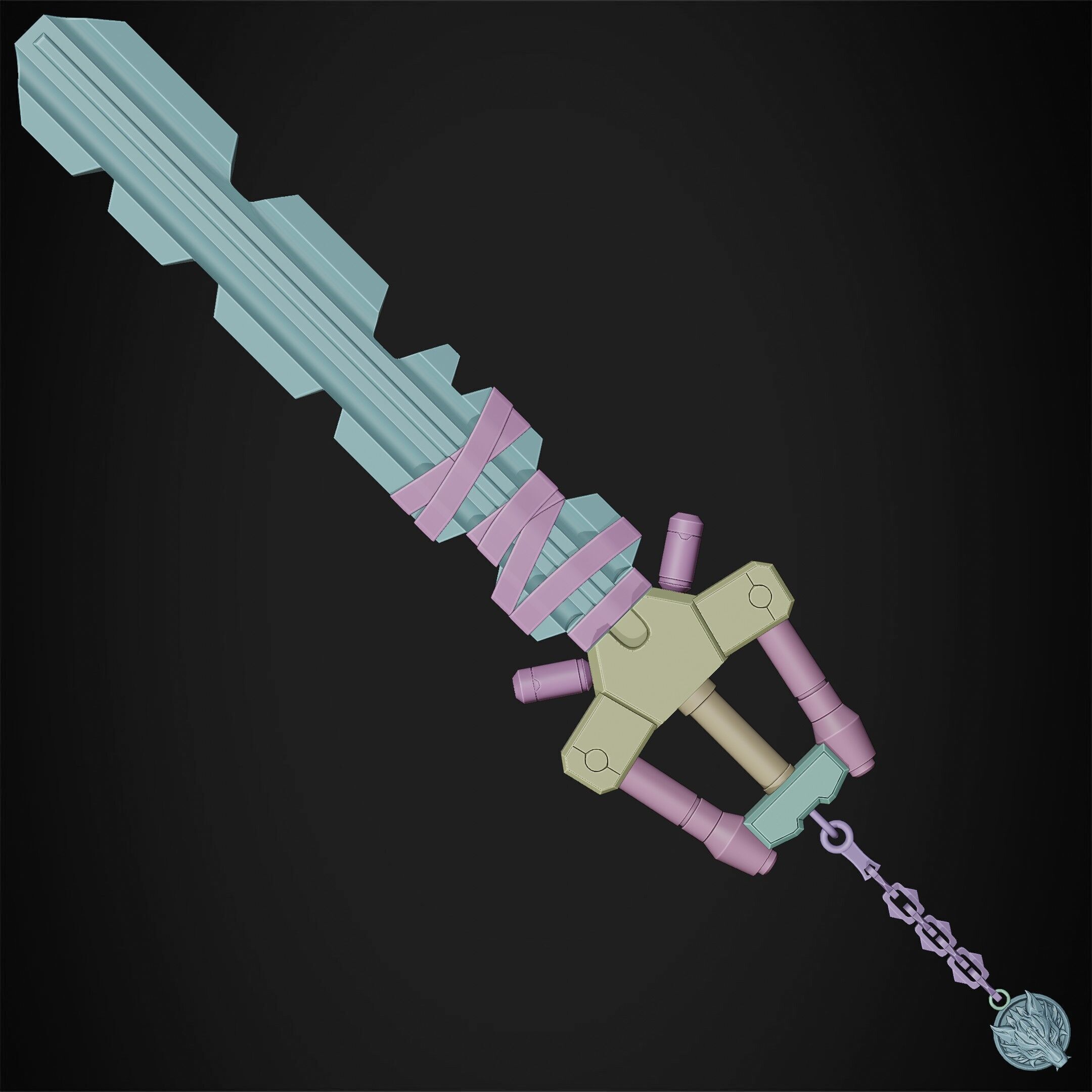 Kingdom Hearts Fenrir Keyblade for Cosplay 3D print model_15