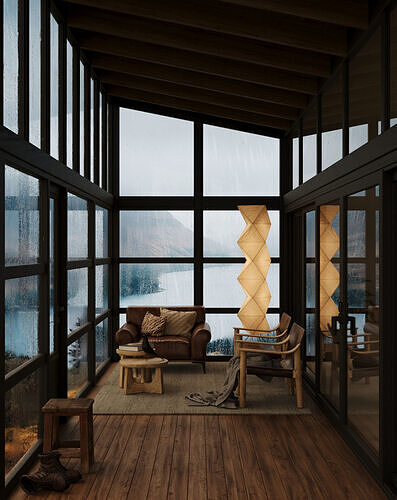 Rustic CGI Balcony Corner 3D model