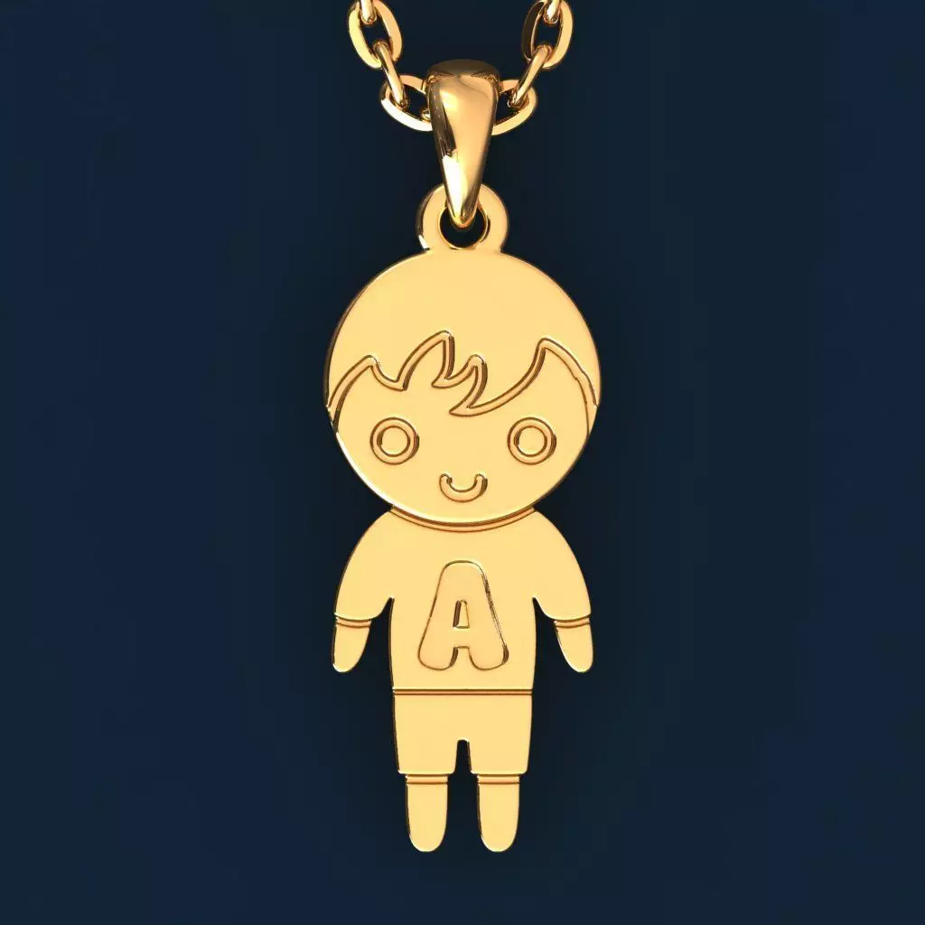 Boy with letter A 3D print model_0