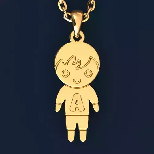 Boy with letter A 3D print model
