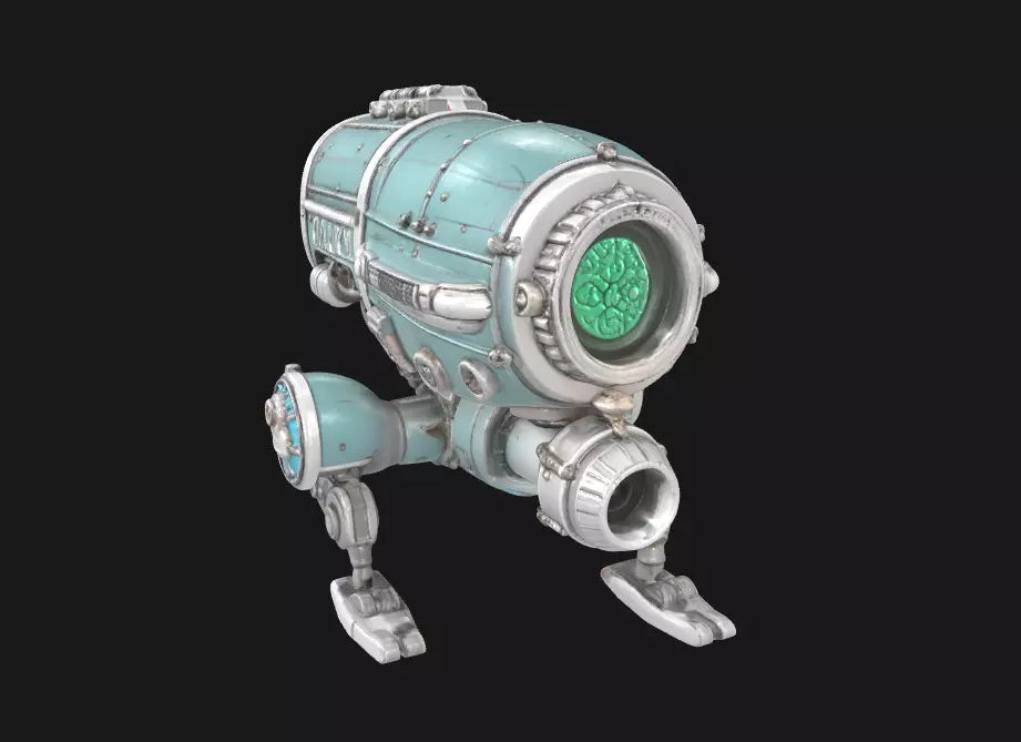 Abstract Sci-Fi Machine Futuristic Cybernetic Mechanism Low-poly 3D model_0