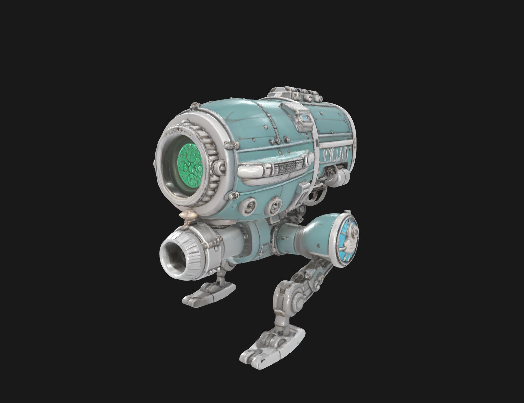 Abstract Sci-Fi Machine Futuristic Cybernetic Mechanism Low-poly 3D model_4