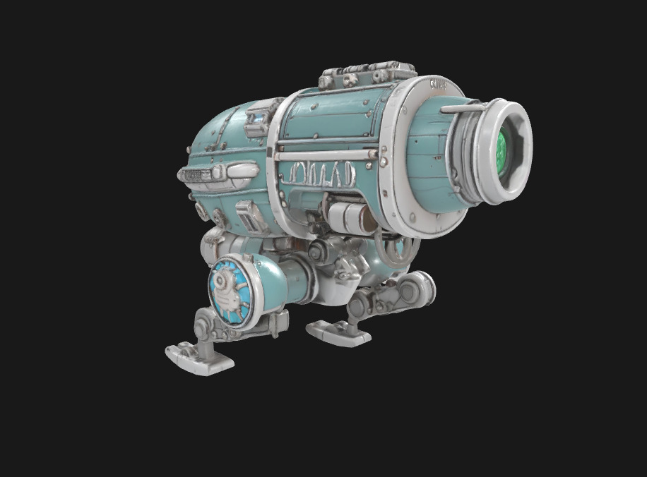 Abstract Sci-Fi Machine Futuristic Cybernetic Mechanism Low-poly 3D model_9