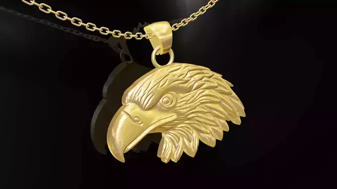 Head Eagle Gold Pendant jewelry 3D print model