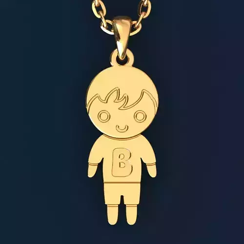 Boy with letter B 3D print model